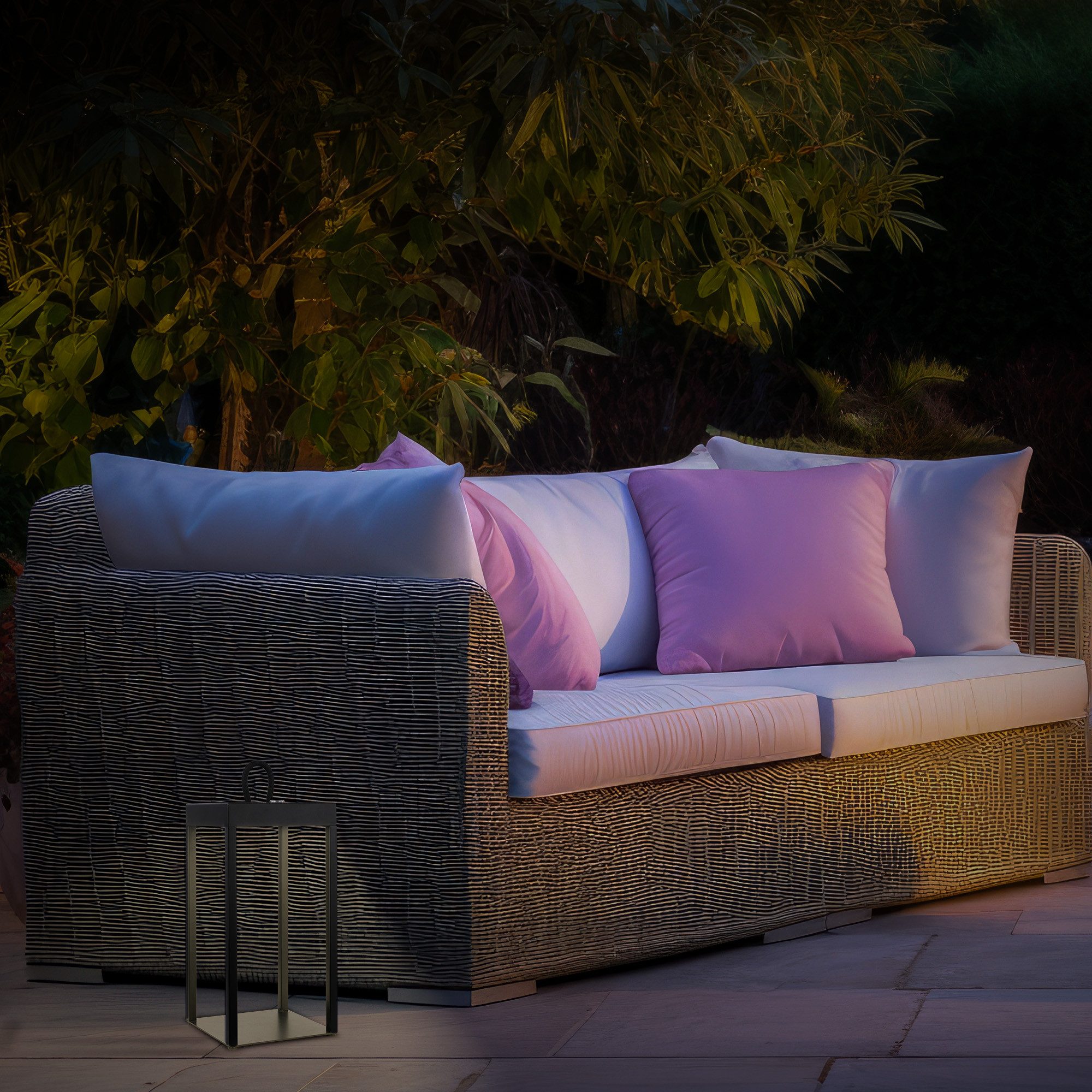 Briloner Leuchten LED Außen-Tischleuchte Akkulampe Laterne Kabellos 3 Stufen Dimmfunktion, LED wechselbar, 3.000K - Warmweiss, Tiefenentladungsschalter,Akku wechselbar,IP44,Beige/Schwarz,31,5x13cm