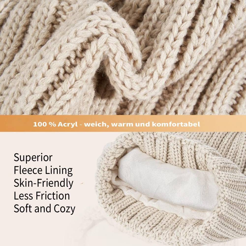 Blusmart Mütze & Schal Wintermütze, Schal und Handschuhe für Damen (Touchscreen-Handschuhe, 3-tlg., Bequem und warm) Für winterliche Outdoor-Aktivitäten wie Skifahren