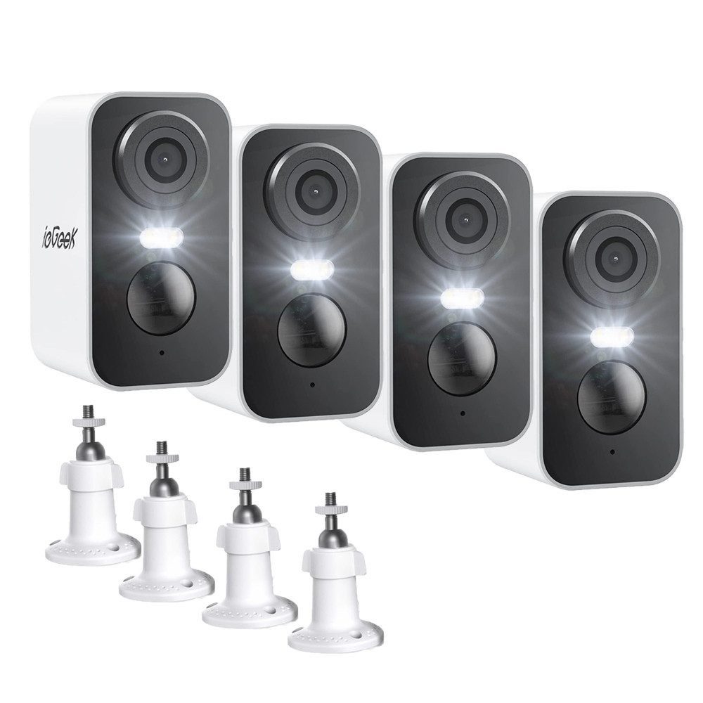 TWUFY Überwachungskamera Überwachungskamera 3MP HD Wifi Kamera mit Nachtsicht Indoor Kamera (Outdoor, Außenbereich, außen/innen, mit farbige Nachtsicht PIR-Bewegungserkennung, 4-tlg., Type C Lange Zeit Standby Cloud/Speicherkarte, 2-Wege Audio IP66 Wasser