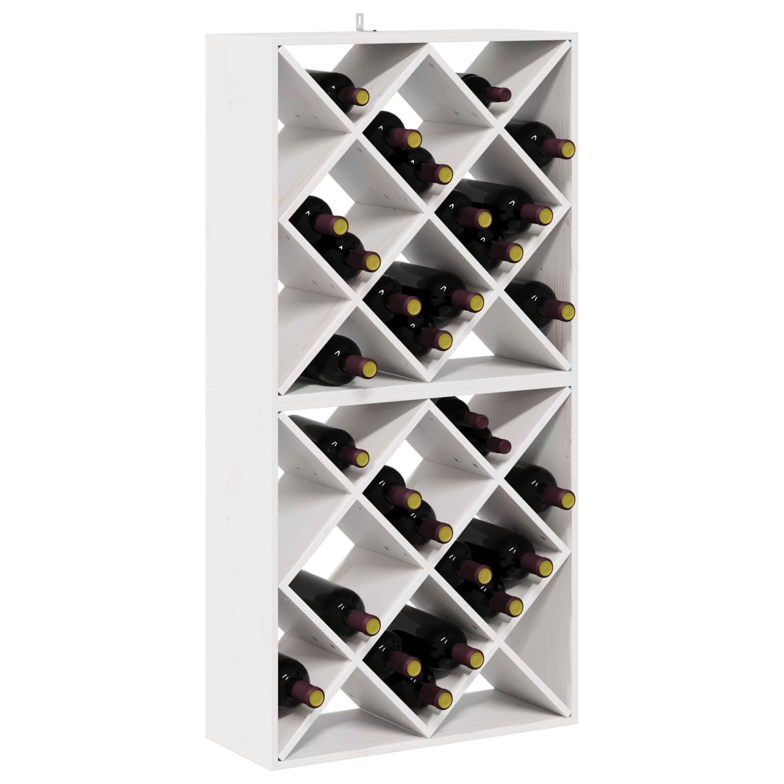 vidaXL Barschrank Weinregal 2 stk. Weiß 62 x 25 x 62 cm Massives Kiefernholz (2-St)
