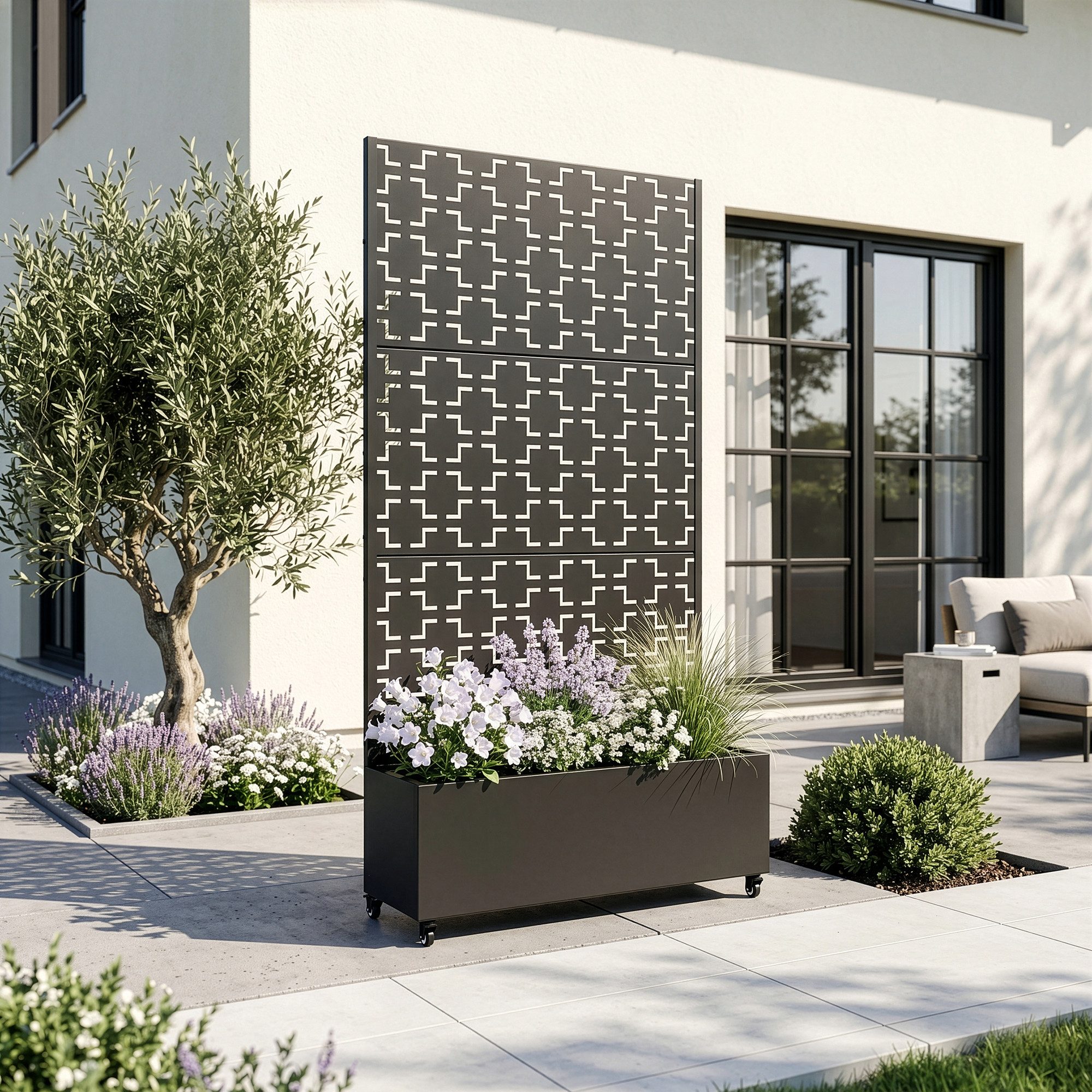 casa.pro Blumenkasten, mit Trennwand »Aaskis« Metall 190 x 82 x 38 cm Schwarz
