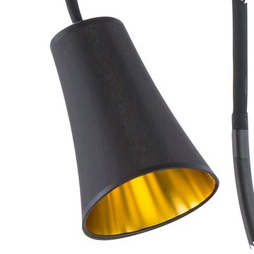 Licht-Erlebnisse Stehlampe BANTA, ohne Leuchtmittel, Klein 145 cm verstellbarer Schirm Retro Schwarz Gold Wohnzimmer