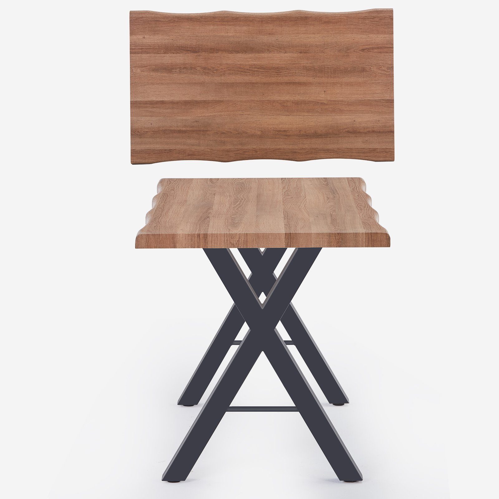 Merax Esstisch, aus Holz mit Arbeitstisch cm Braun dicke | 4 Stahlrahmen, Tischplatte Braun