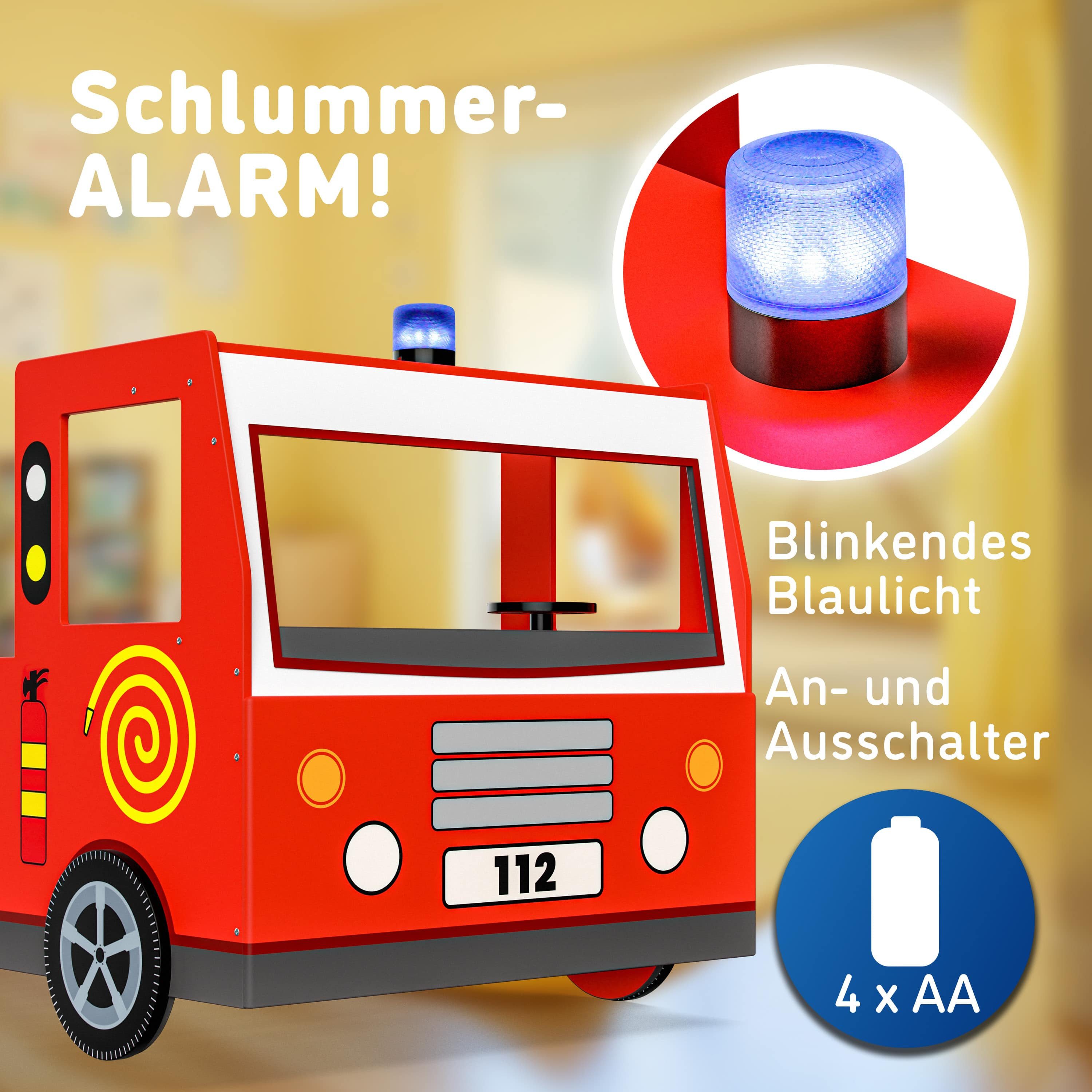 Casaria children's bed, 90x200cm, fall protection, slatted base, 120kg load capacity, children's bed, car bed