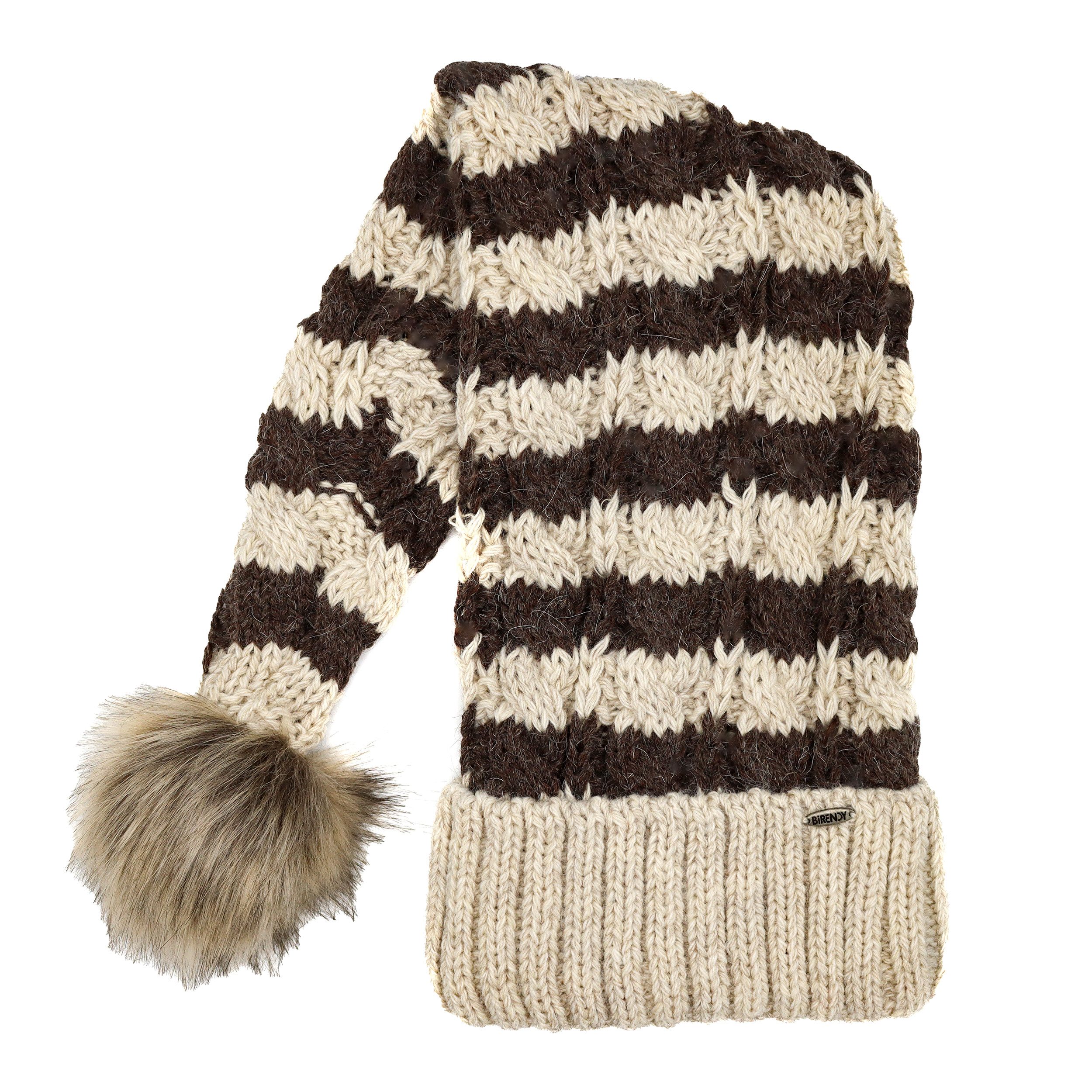 BIRENDY Strickmütze Birendy Beanie A110 beige Mütze Zipfelmütze Pudelmütze Wintermütze