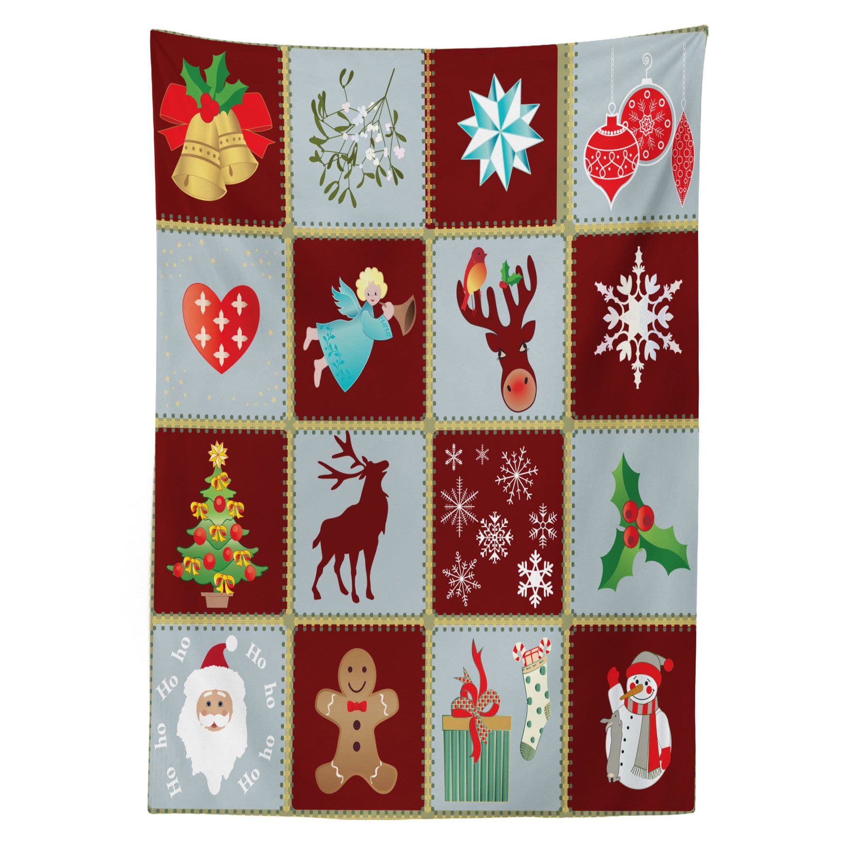 Abakuhaus Tischdecke Farbfest Waschbar Für den Außen Bereich geeignet Klare Farben, Engel Xmas Tree Rentiere