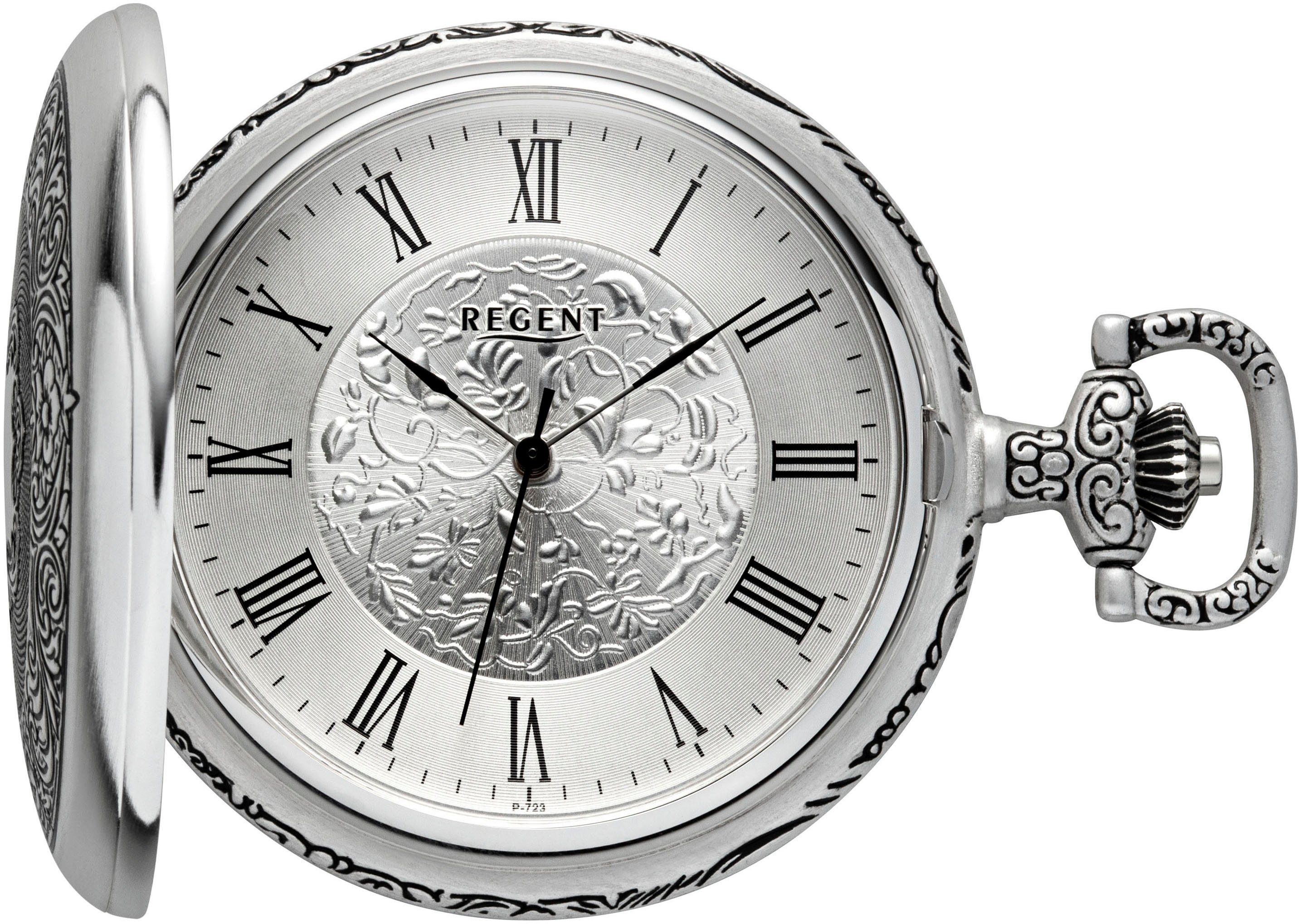 Regent Taschenuhr P723-19457740, (Set, 2-tlg., mit dazu passender Kette), Herrenuhr, Handaufzug, Acrylglas, Geschenkidee