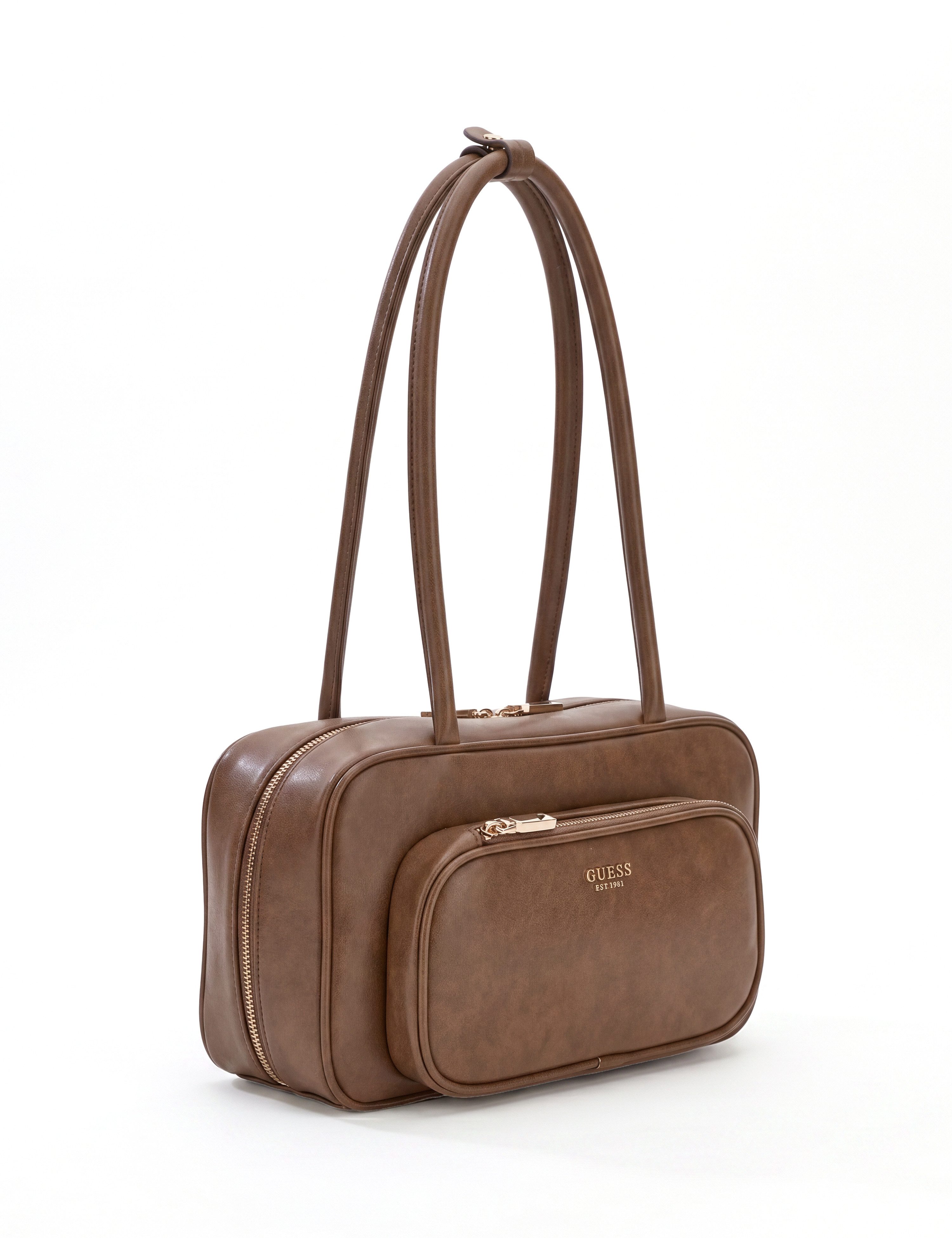 Guess Umhängetasche BRONNA SHOULDER SATCHEL, Damen Henkeltasche, Schultertasche, Handtasche mit Frontfach