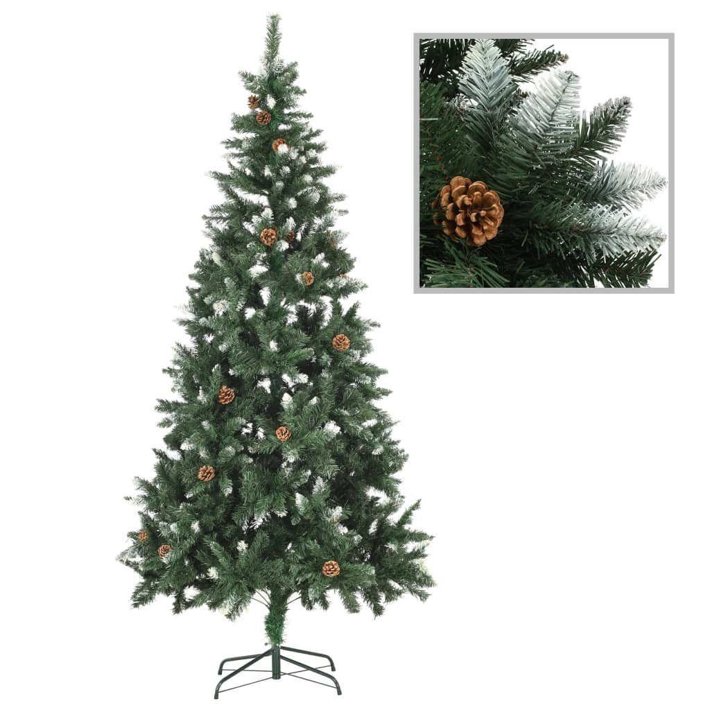 furnicato Künstlicher Weihnachtsbaum Kiefernzapfen Weißem Glitzer 210 cm