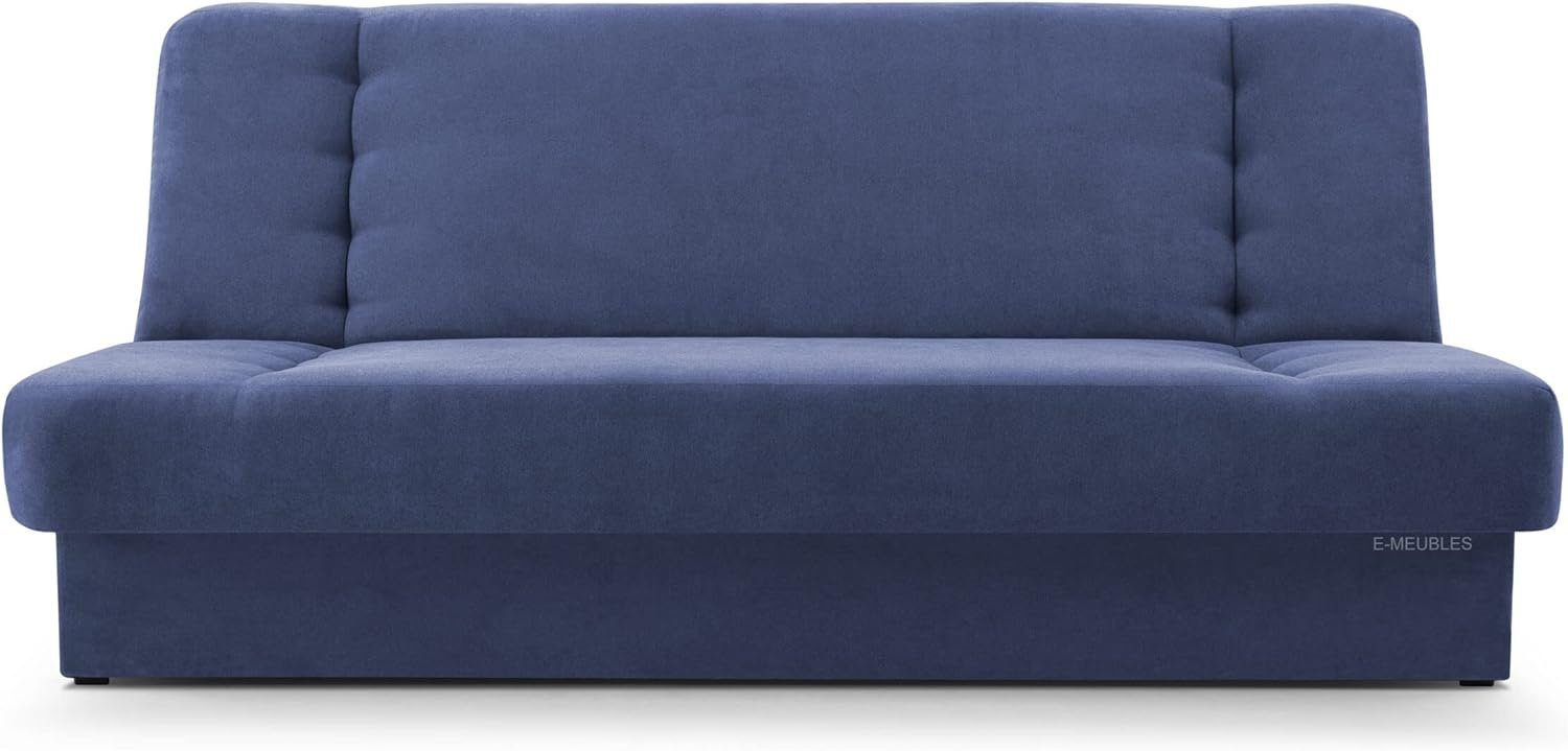 mit - Clic-Clack MOEBLO Kippsofa - Schlaffunktion Cyprus, Dunkelblau Federkern Couch Sofagarnitur Polstersofa 76 für Sofa Bettkasten Klappsofa und SORO Schlafsofa 120x190x90cm -, Wohnzimmer