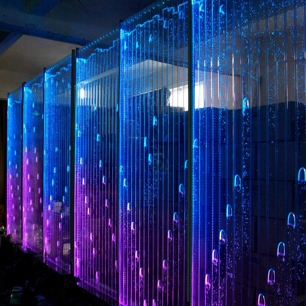 JVmoebel Zimmerbrunnen Trennwand Wasser Wände LED Wasserwand Beleuchtete Wand Säulen 60x240cm, Made in Europa