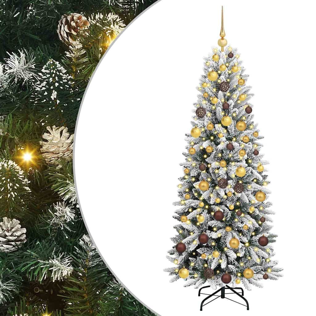 vidaXL LED Baum Künstlicher Weihnachtsbaum mit 300 LEDs mit Ständer Weiß 180 cm