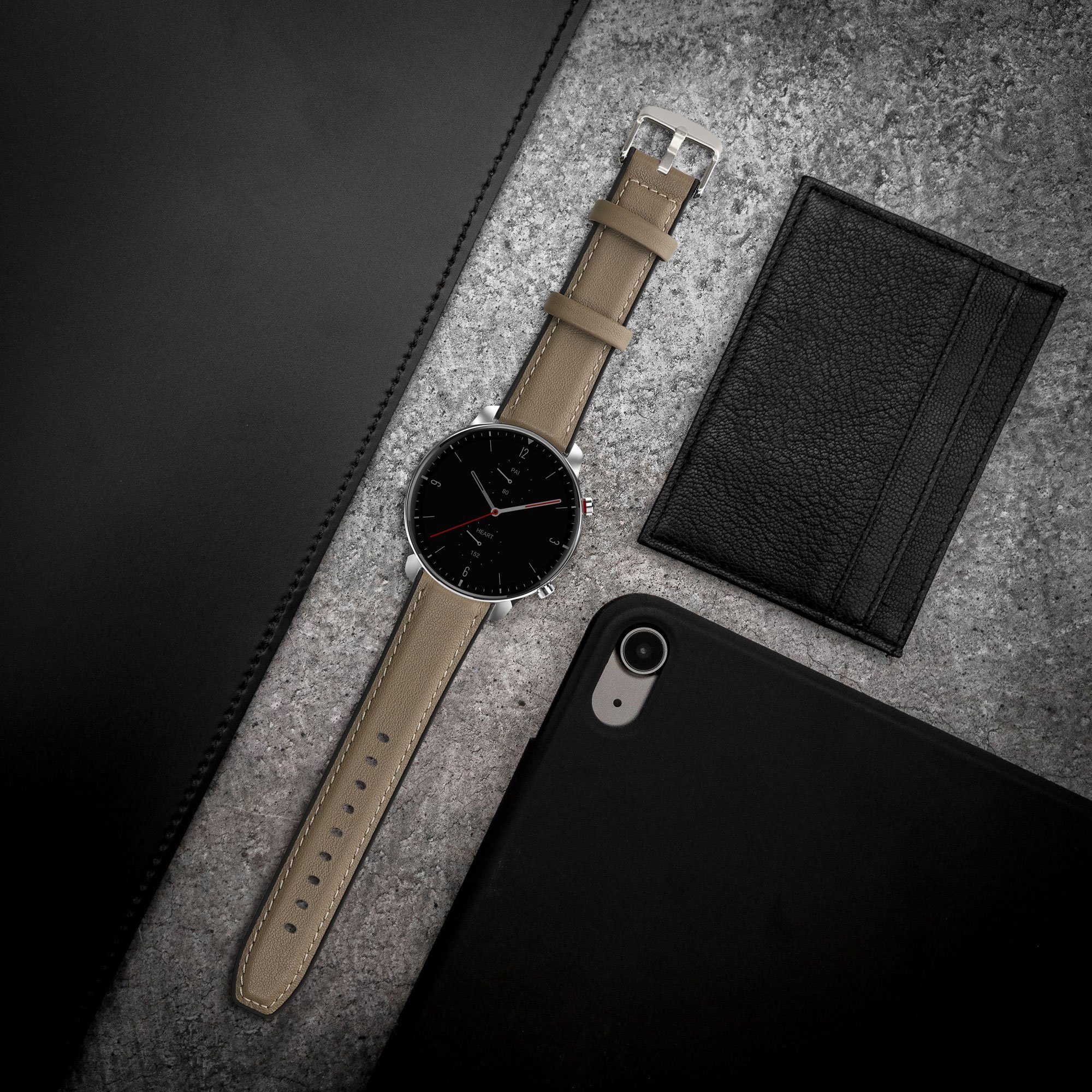 kwmobile Leder Armband für Huami Amzfit GTR (47mm) / GTR 2 / GTR 3 / GTR 4 Smartwatch, 1-tlg., Ersatzarmband für Fitnesstracker mit Uhrenverschluss