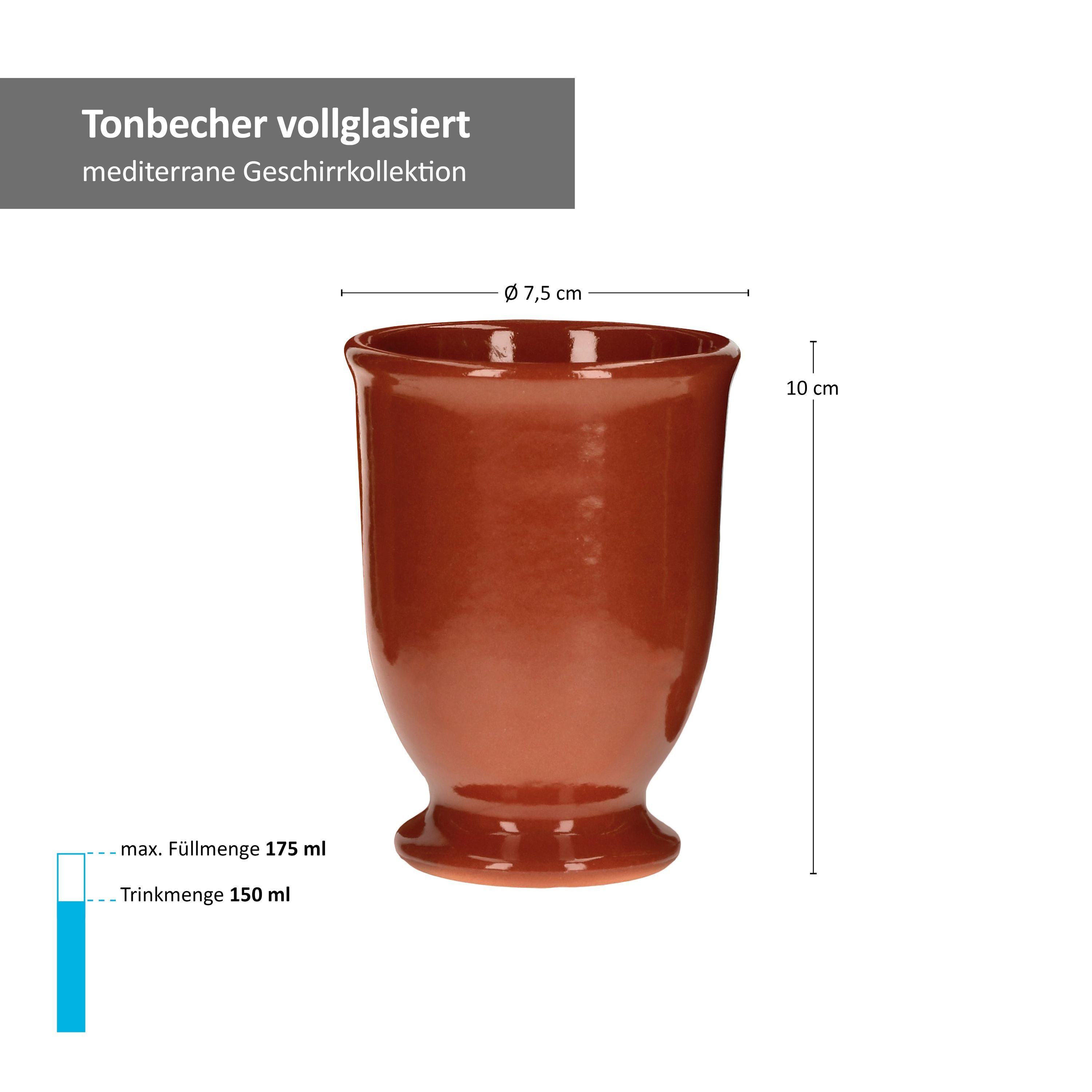 MamboCat Becher 5tlg.-Set: Tonkrug 1L + 4 Tonbecher 175ml Geschirr braun Kanne Tassen – Bild 3 von 3