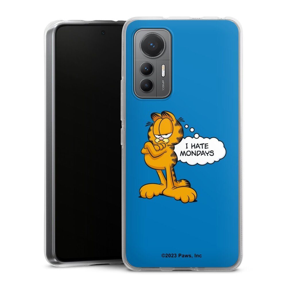DeinDesign Handyhülle Garfield Katze Spruch Garfield I Hate Mondays Blue, Xiaomi 12 Lite 5G Silikon Hülle Bumper Case Handy Schutzhülle
