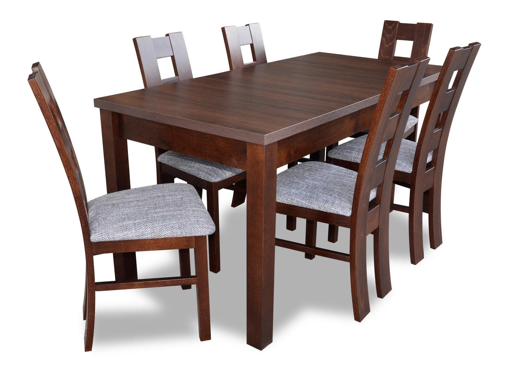 JVmoebel Essgruppe, Designer Möbel Holz Tisch Sitz Ess Zimmer 6x Stühle 7tlg. Set Garnitur Neu