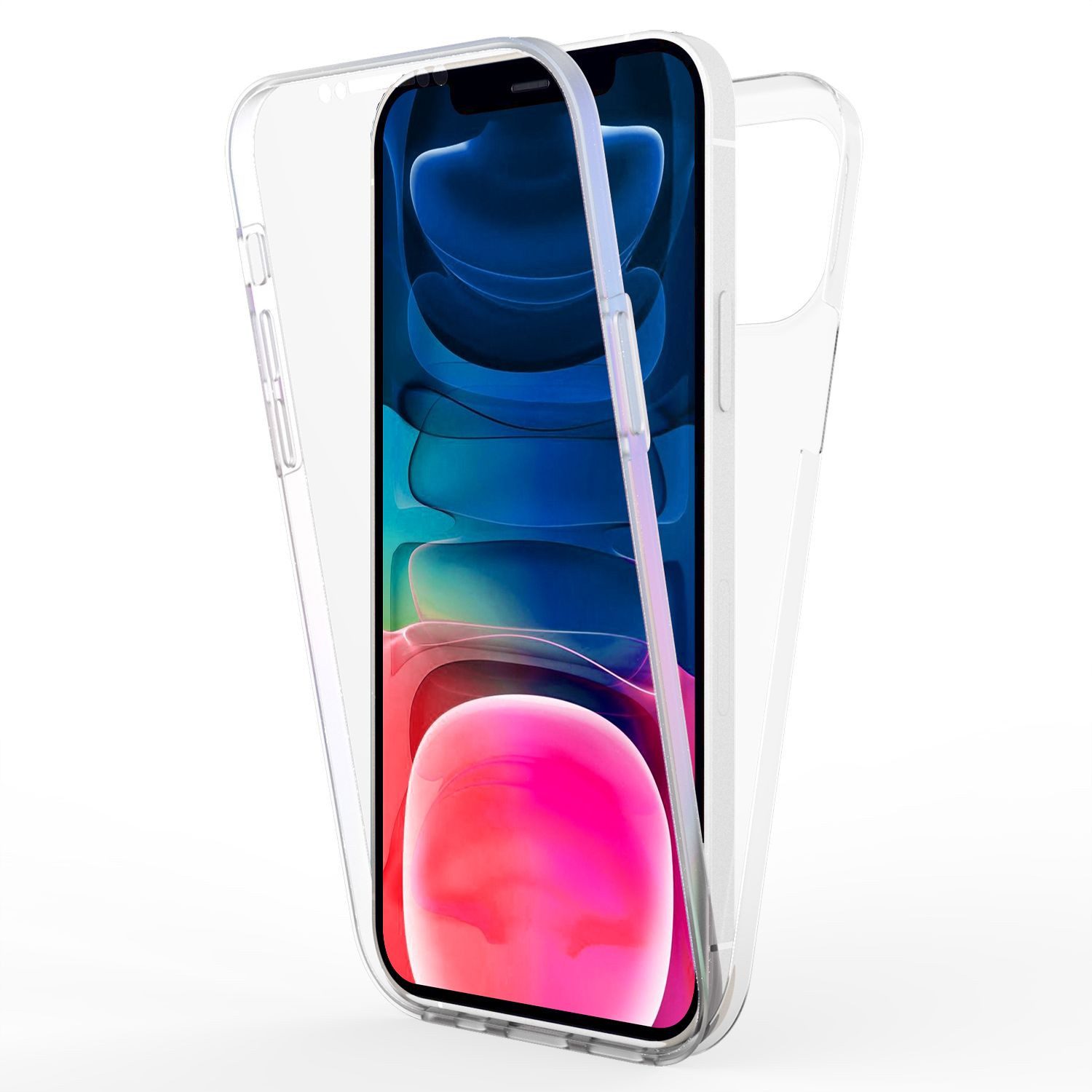 Nalia Smartphone-Hülle Apple iPhone 13 Mini 13,7 cm (5,4 Zoll), Klare 360 Grad Hülle / Rundumschutz / Transparent / Displayschutz Case