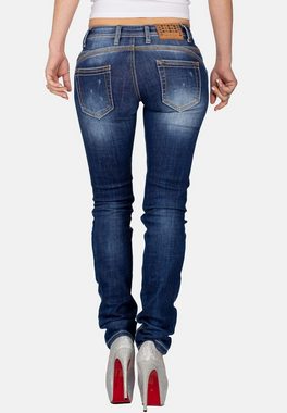 Cipo & Baxx Slim-fit-Jeans Damen Hose BA-WD433 Casual Look mit Kontrastnähten