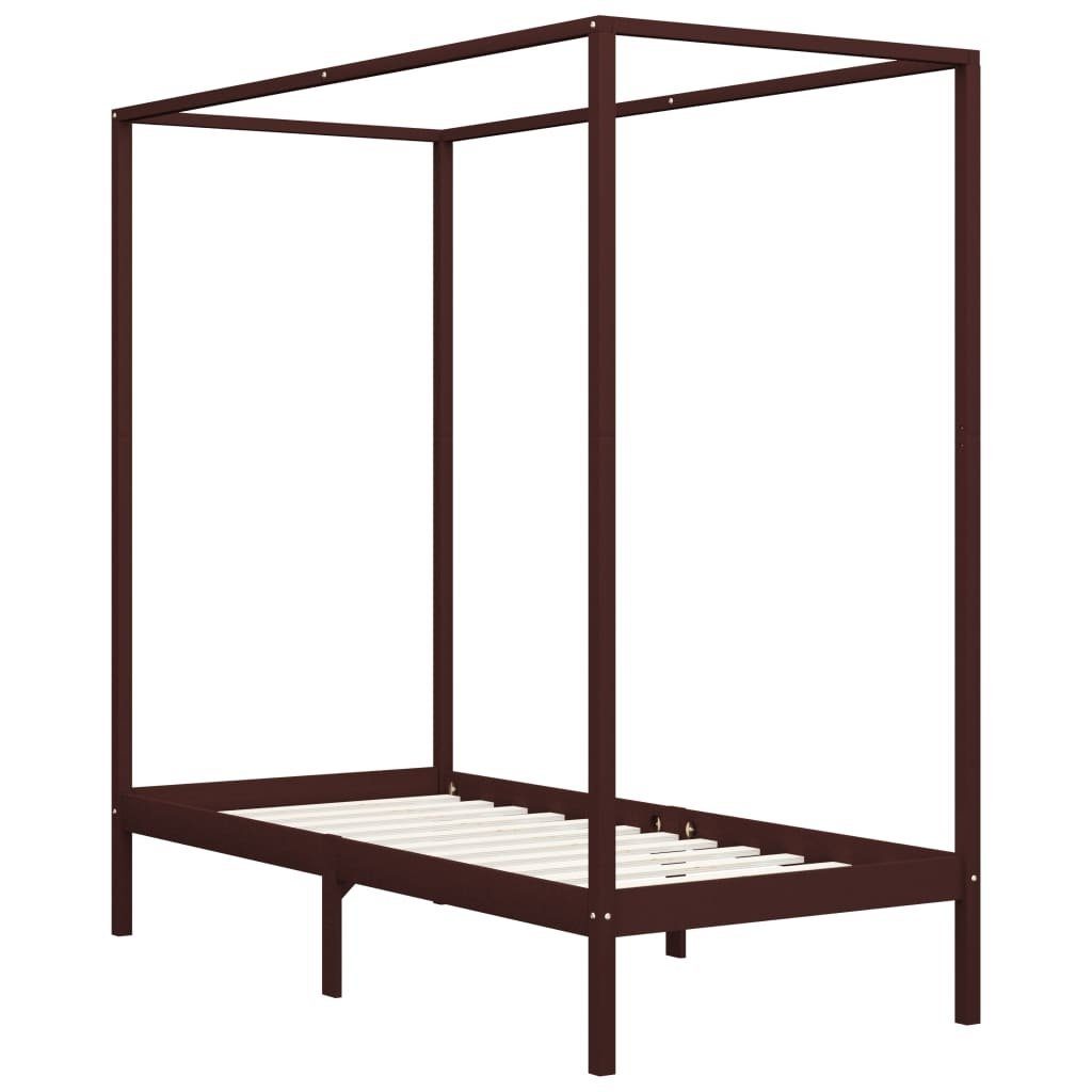 vidaXL Himmelbett aus Kiefer in Dunkelbraun (LxBxH: 204x104x200 cm)