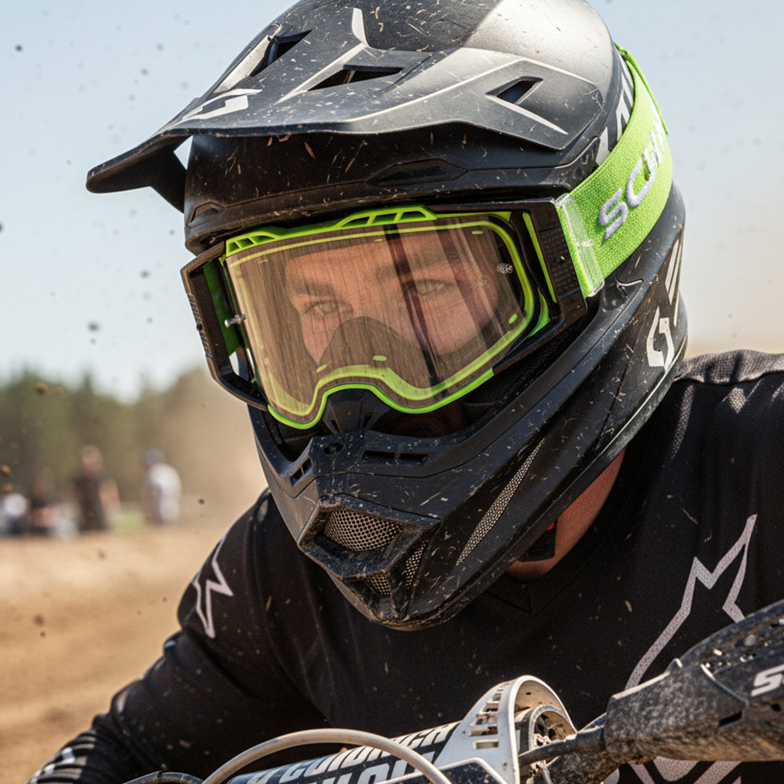 SCHNORR Sportbrille Schnorr MX Pro Motocross Brille Grün, Anti-Fog & Tear-Off/Roll-Off, (1-St), Tear-Off & Roll-Off kompatibel
