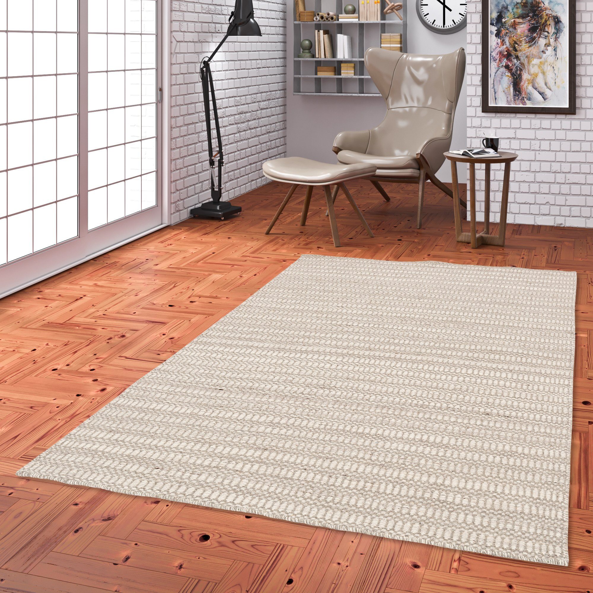 Pergamon Wollteppich Natur Teppich Wolle Skandi Meliert, Rechteckig, Höhe: 8 mm