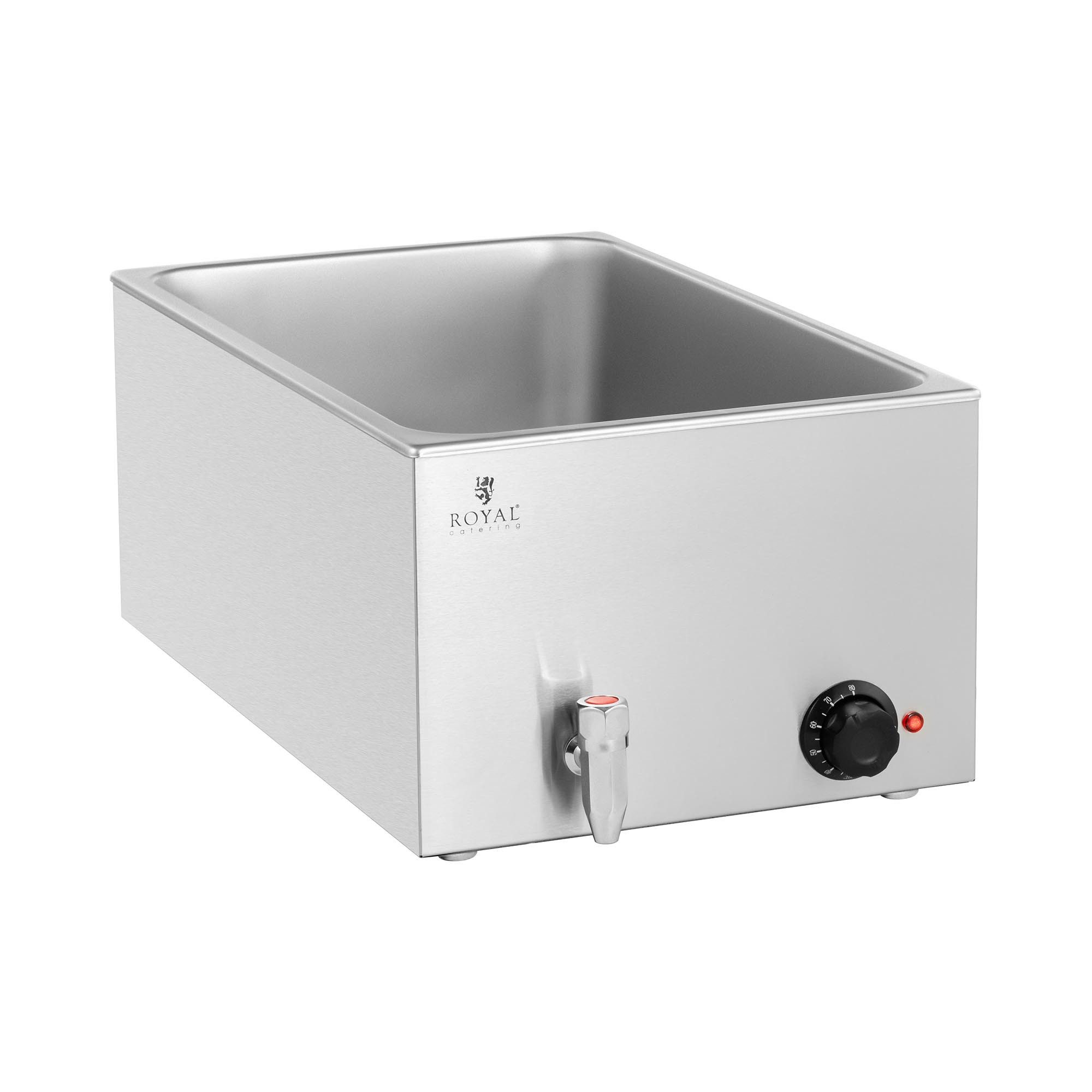 Royal Catering Speisenwärmer Bain Marie Ablasshahn 600 W GN 1/1 Warmhaltebehälter