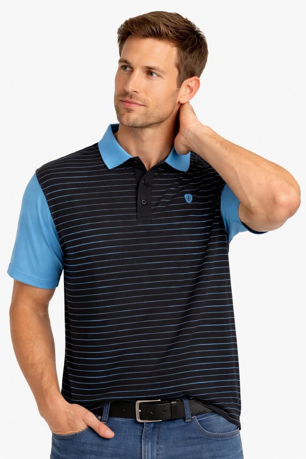 ISLAND GREEN Poloshirt Poloshirt Golfshirt Herren modisches T-Shirt Tennis Shirt Golf-Polo Funktionsmaterial mit Knopfleiste