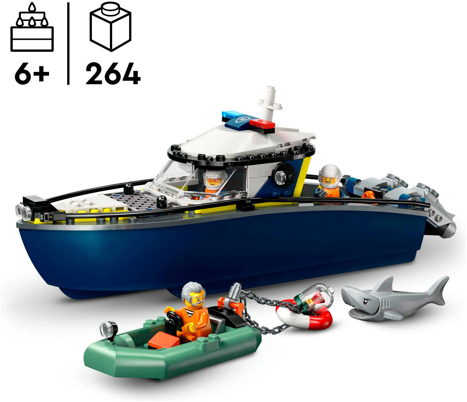 LEGO® Verfolgungsjagd im Polizeiboot (60456), LEGO City Konstruktionsspielsteine, (264 St), Made in Europe – Bild 3 von 5