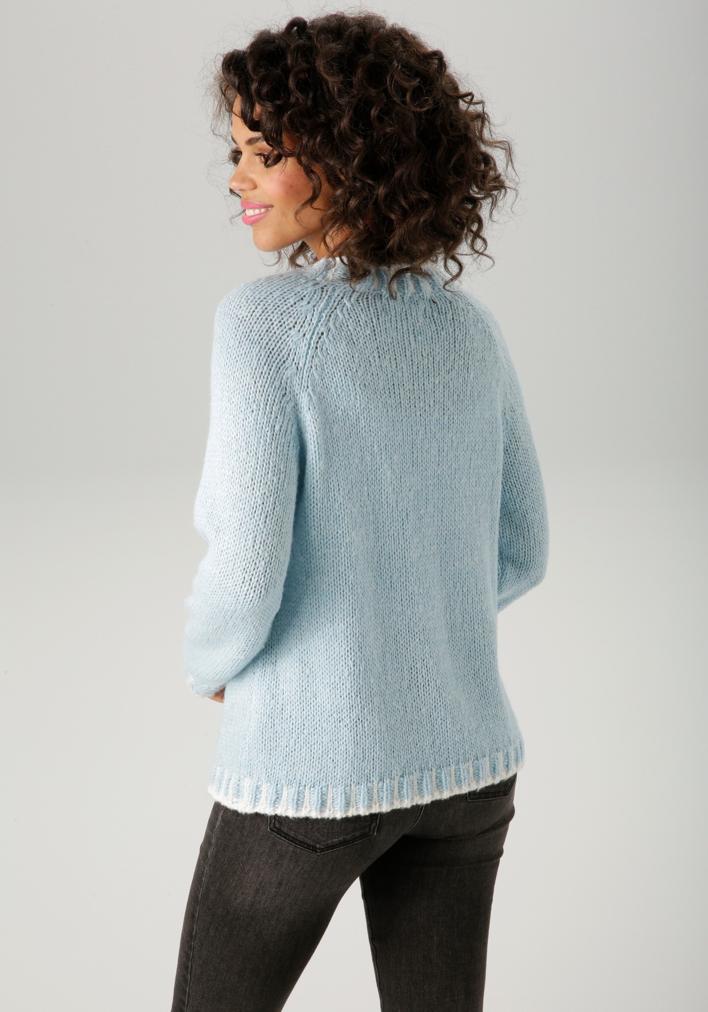 Aniston CASUAL Strickpullover mit gemusterten Bündchen günstig online kaufen