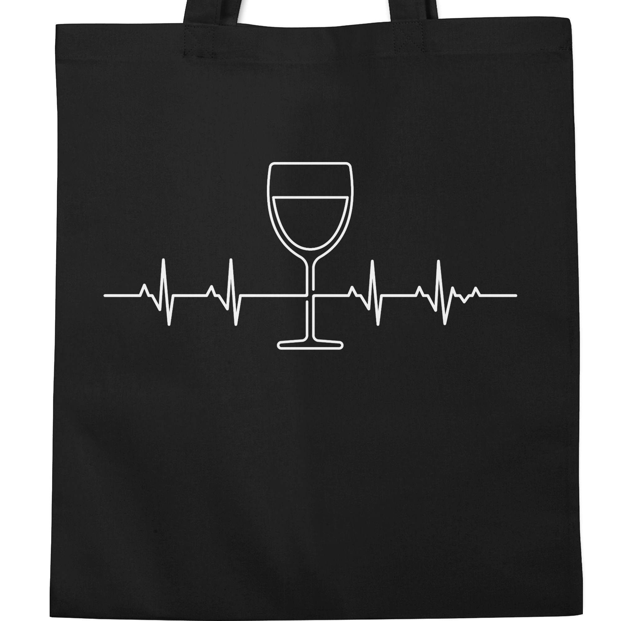 und Vino Schwarz 1 Umhängetasche Herzschlag Symbol Wein Zeichen Outfit Shirtracer Weinliebhaber,