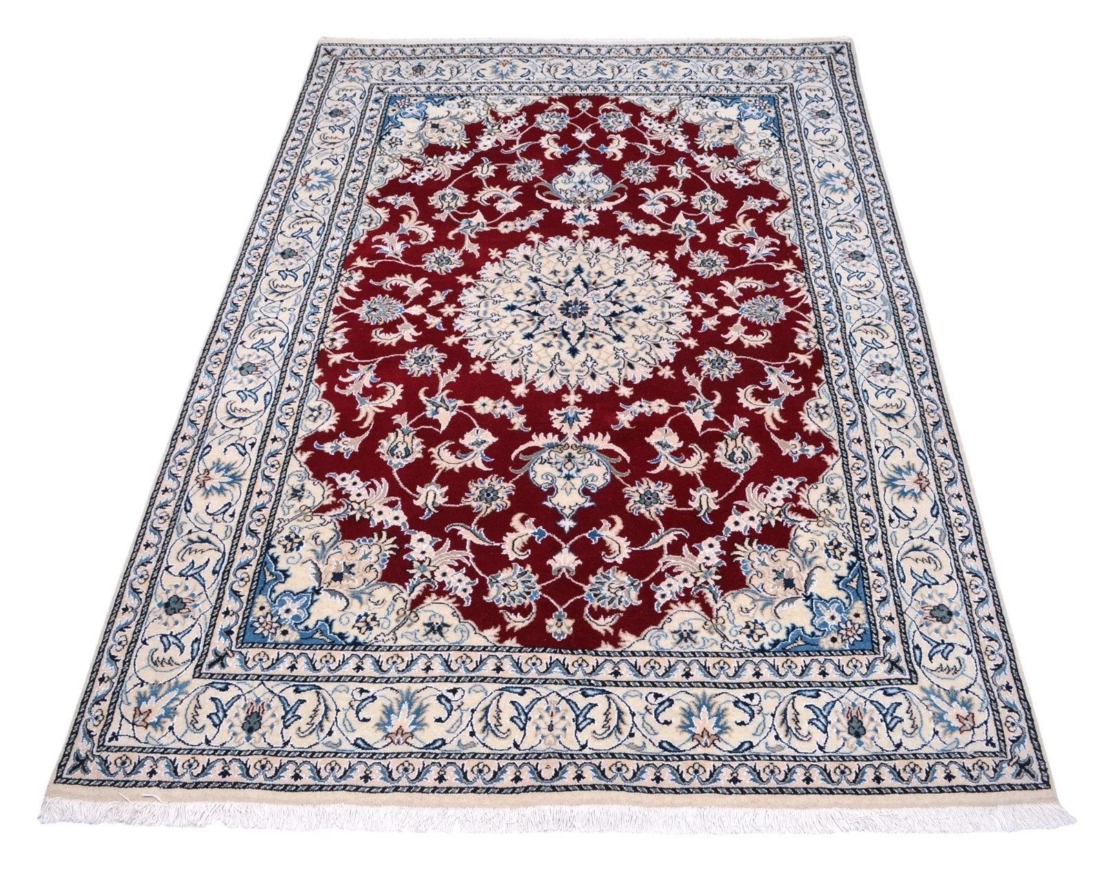 CABBEL Orientteppich Nain Teppich 238x164 cm Handgeknüpft Rot Schurwolle, Rechteckig, Höhe: 12 mm, Elegante Farbgebung, hochwertige Wolle, unbenutzt