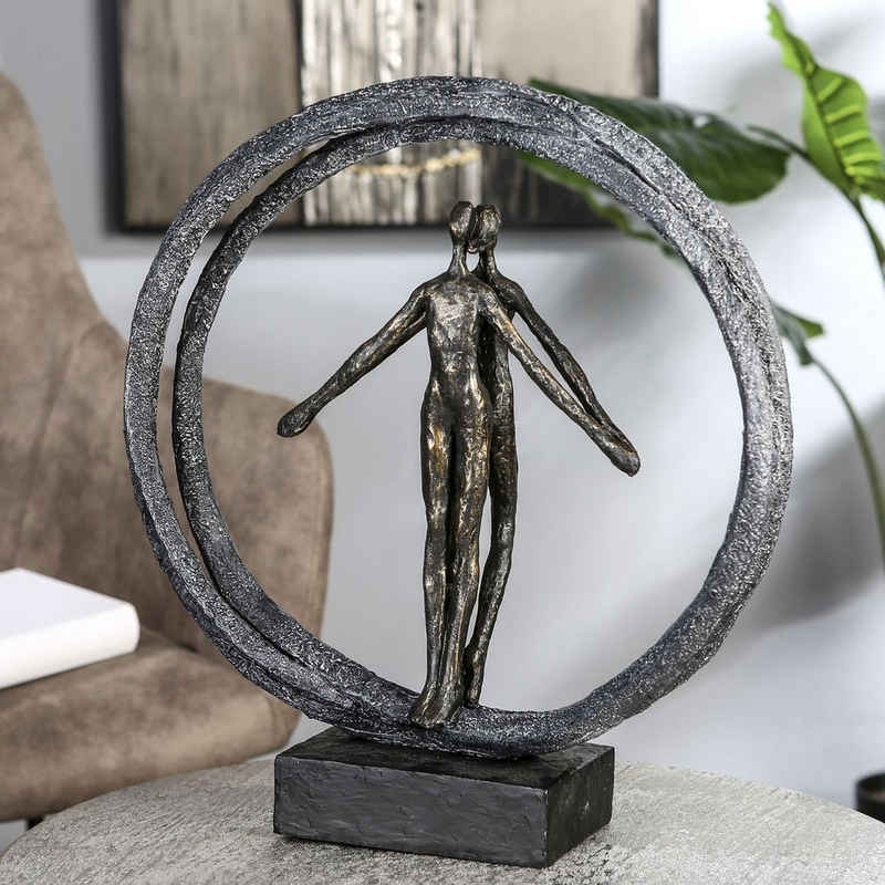 Casablanca by Gilde Dekofigur Skulptur Paar im Ring, bronzefarben/schwarz (1 St), bronzefarben/grau/schwarz, Polyresin