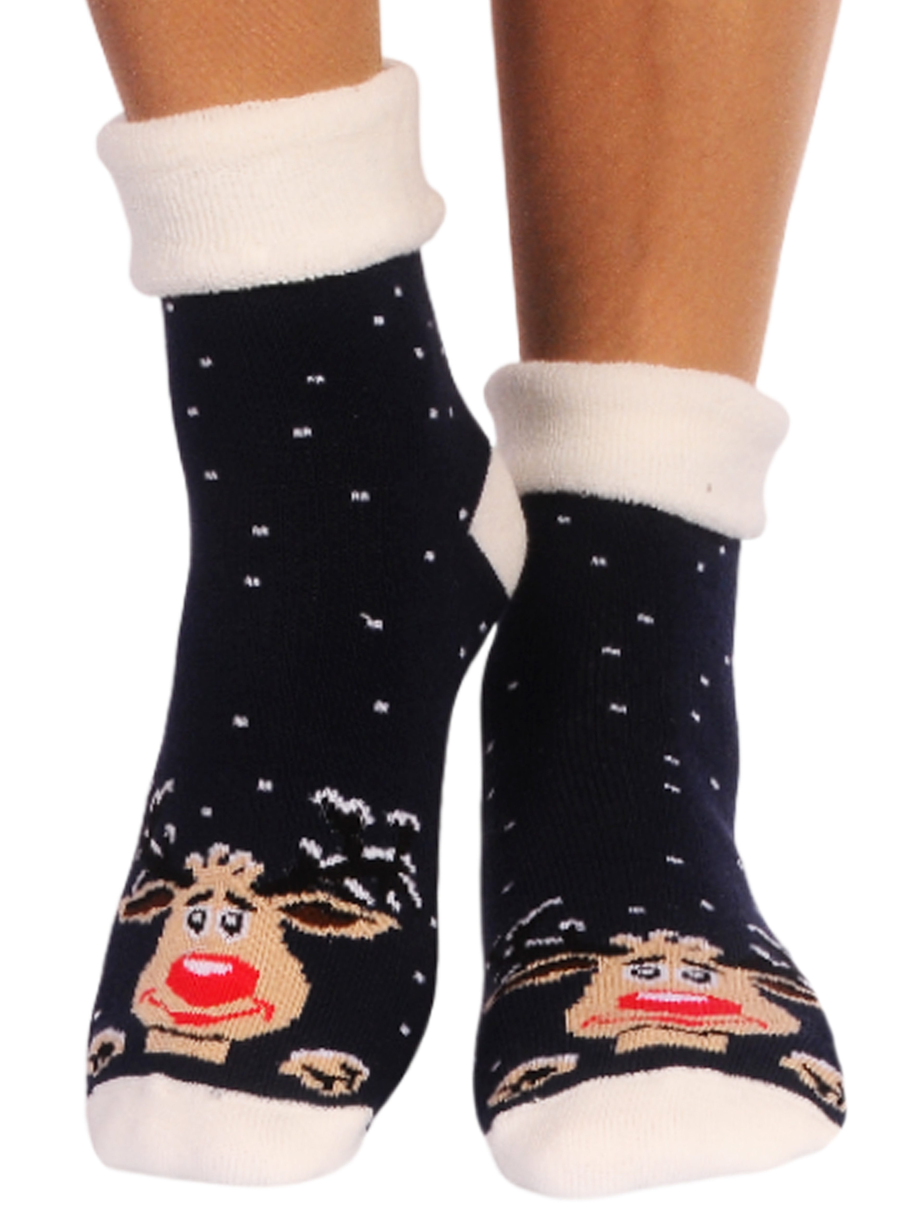 Thermosocken Haussocken Socken Weihnachten warme Weihnachtssocken mit Rentier