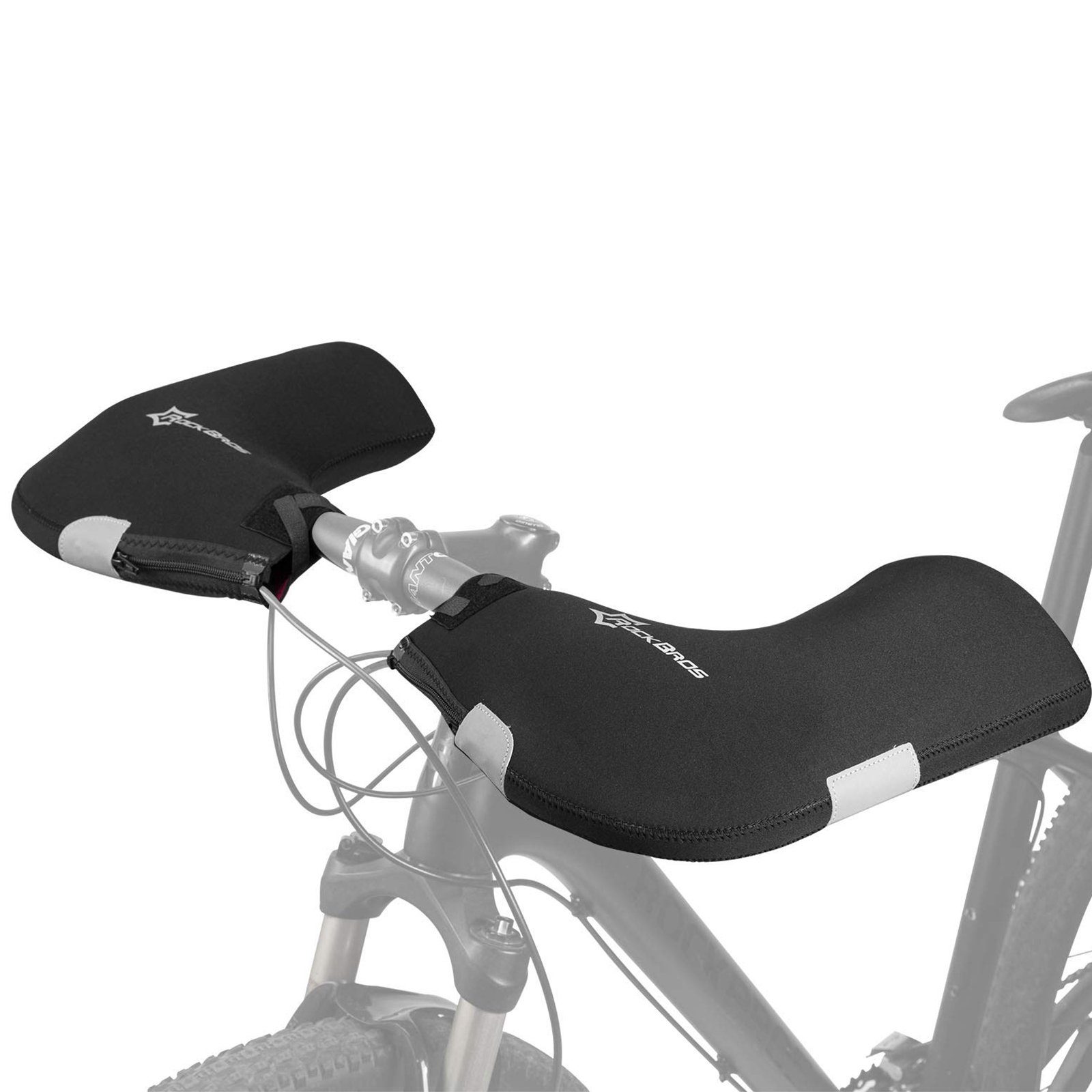 ROCKBROS Motorradhandschuhe Gefüttert Winddicht für Roller Reflektierend Fahrrad Motorrad Handschuhe Wasserfest Lenkerstulpen Lenker Scooter schwarz