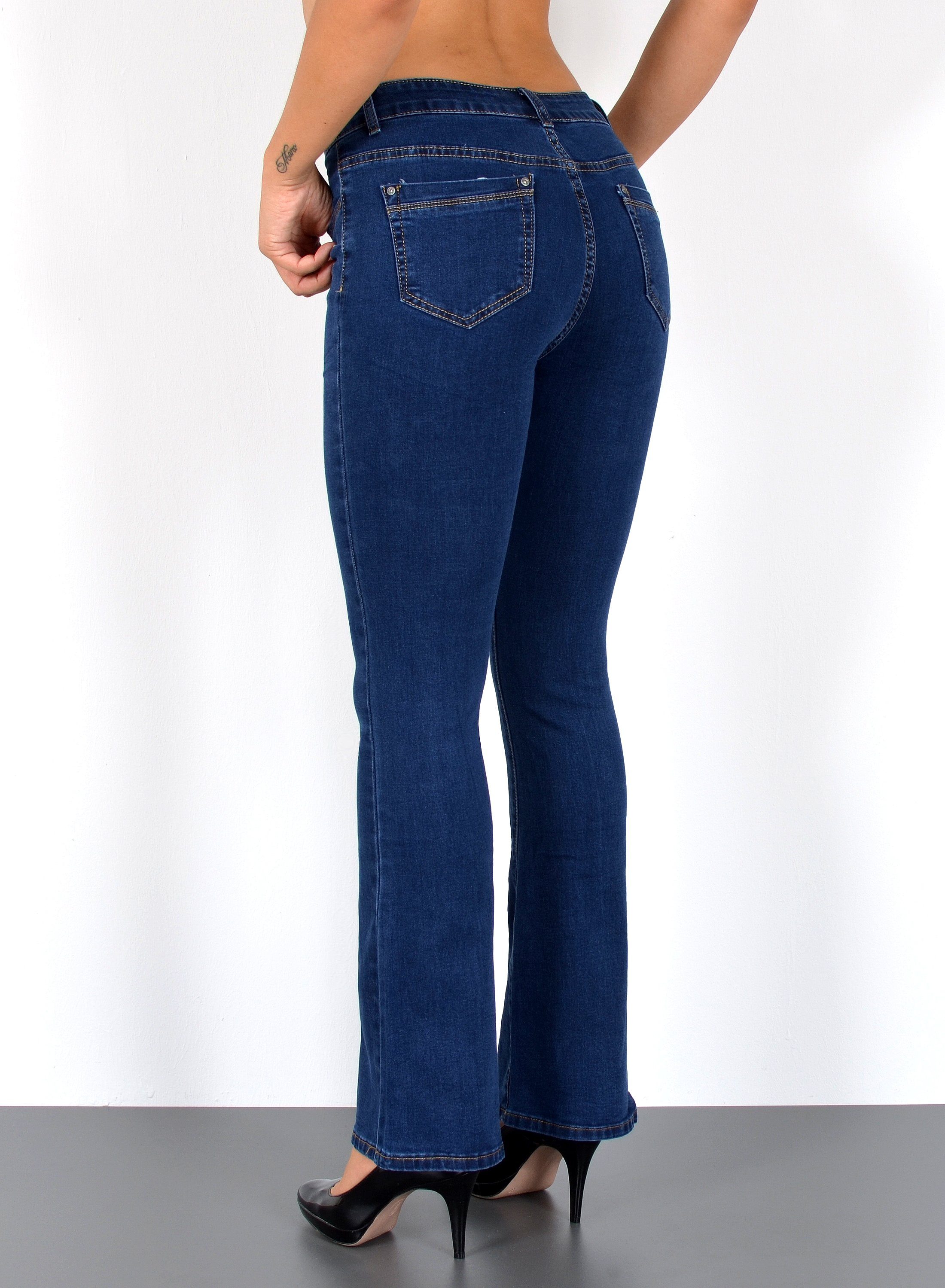 ESRA Bootcut-Jeans Bootcut Jeans Damen High Waist Stretch Wide Leg Jeans bis Übergröße B1 Damen Bootcut Jeans High Waist Damen Schlaghose Jeans weites Bein Hose – Bild 3 von 3