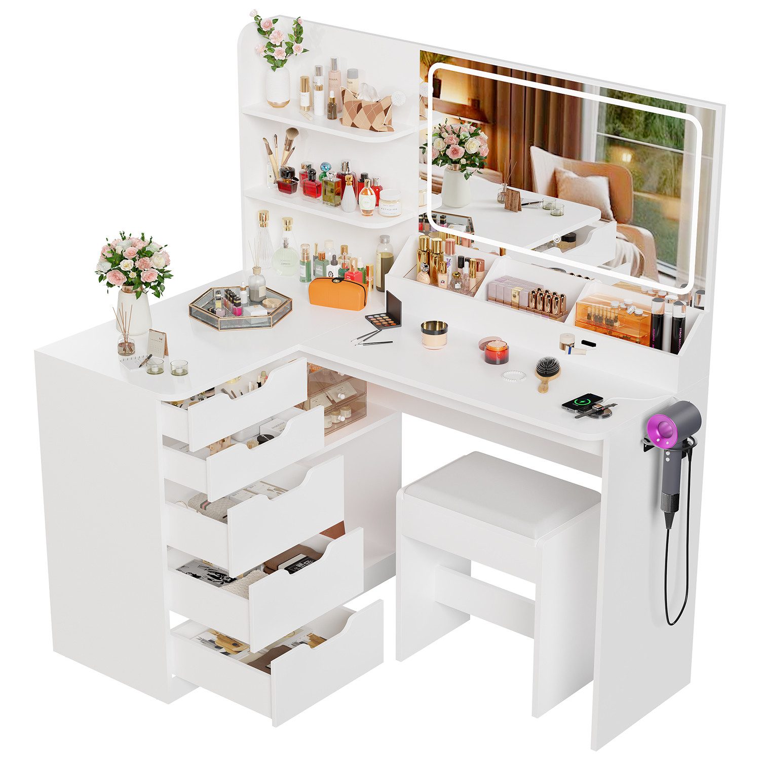 Furnicopia Schminktisch LED-Schminktisch mit großer Ablagefläche günstig online kaufen