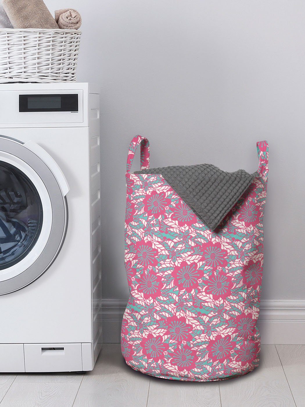 Abakuhaus Wäschesäckchen Wäschekorb Gekritzel Griffen für Waschsalons, Design Nature mit Kordelzugverschluss Pastell