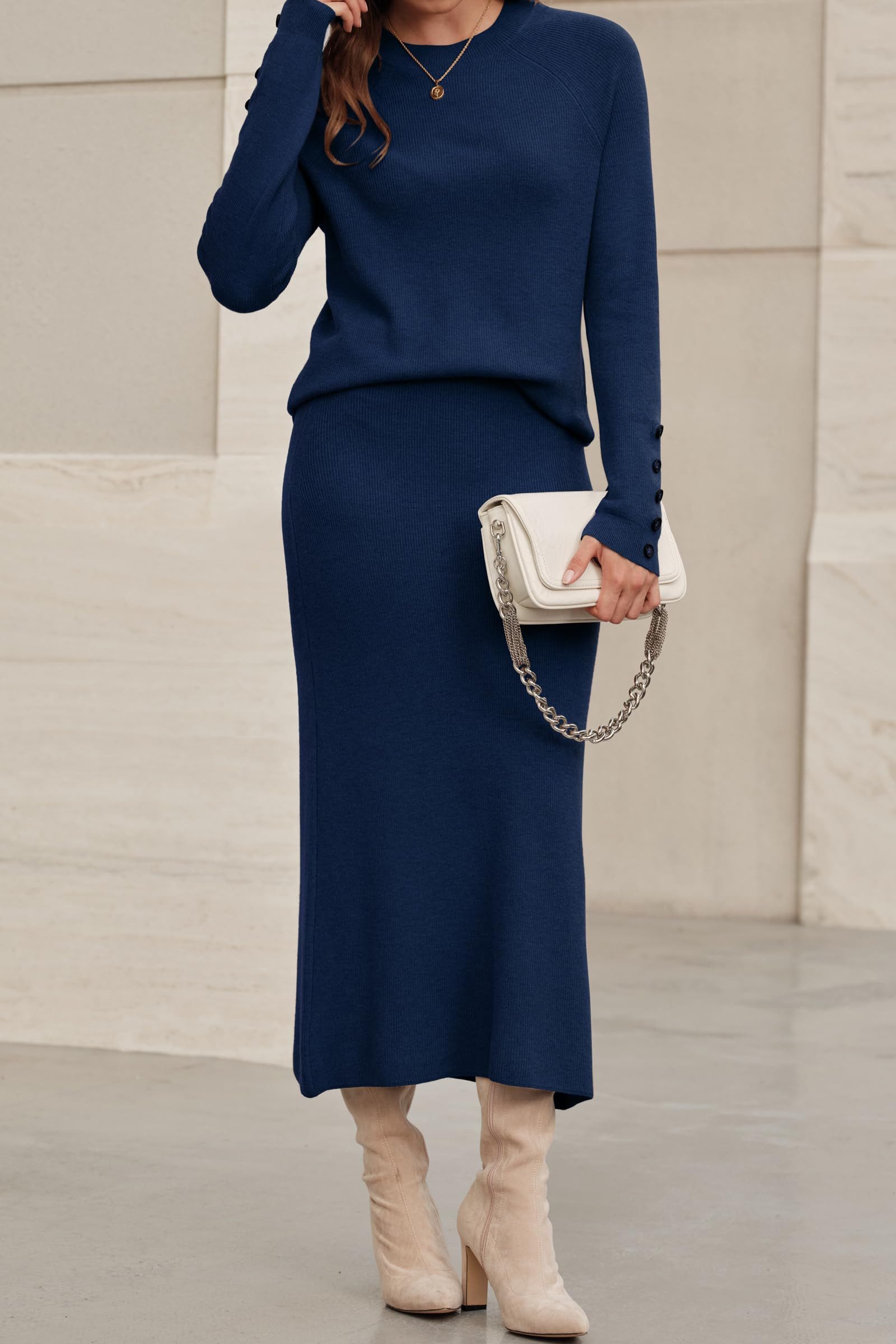 Arach&Cloz Top & Rock Arach&Cloz Damen Pullover 2-teiliges Wollmischung Lan günstig online kaufen