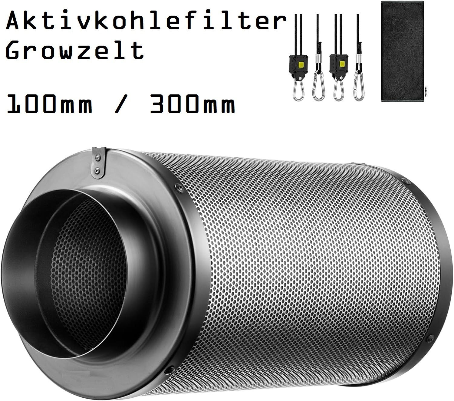 JUNG Aktivkohlefilter Abluft Growbox Aktivkohlefilter 100mm, Grow Box Zelt Filter, Zubehör für Gewächszelt, Pflanzenzucht, Cannabis Set Box, Indoor Pflanzenzelt, Gewächshaus, Gewächshaus Aktiv Kohlefilter 10cm Geruchsfilter Kohle Pflanzen