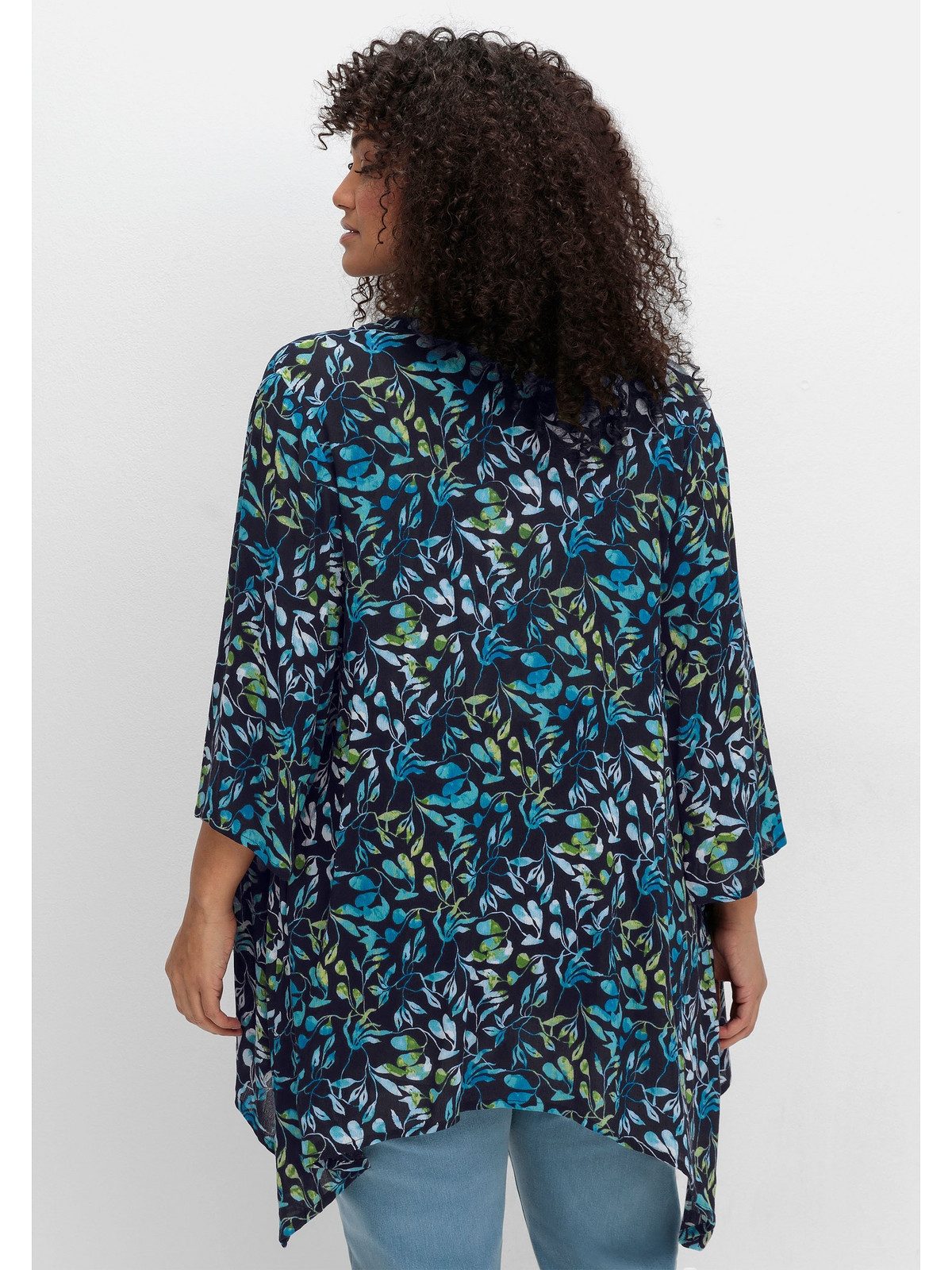 Sheego Longbluse Große Größen mit Blätterdruck, in Zipfelform