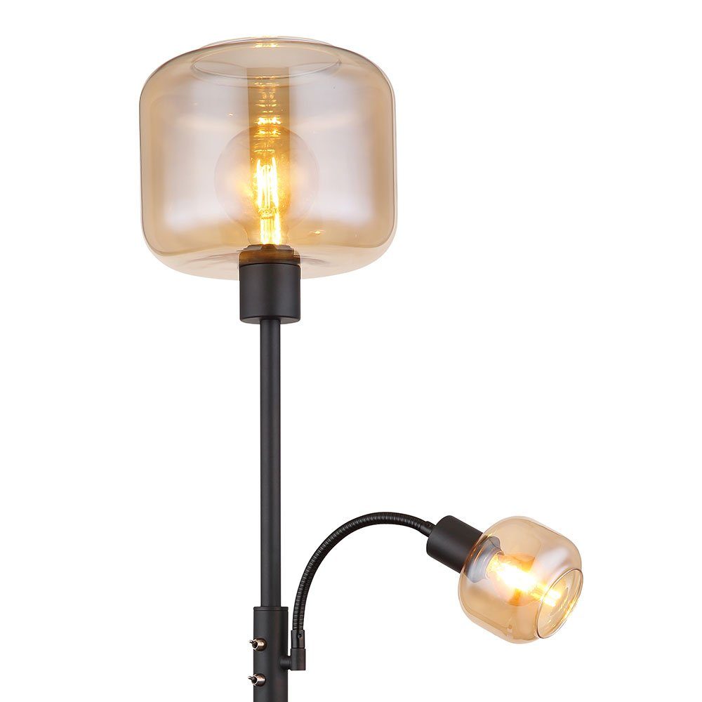 Stehlampe Schwarz Stehleuchte LED Wohnzimmerlampe Lesespot Glas Stehlampe, etc-shop Metall