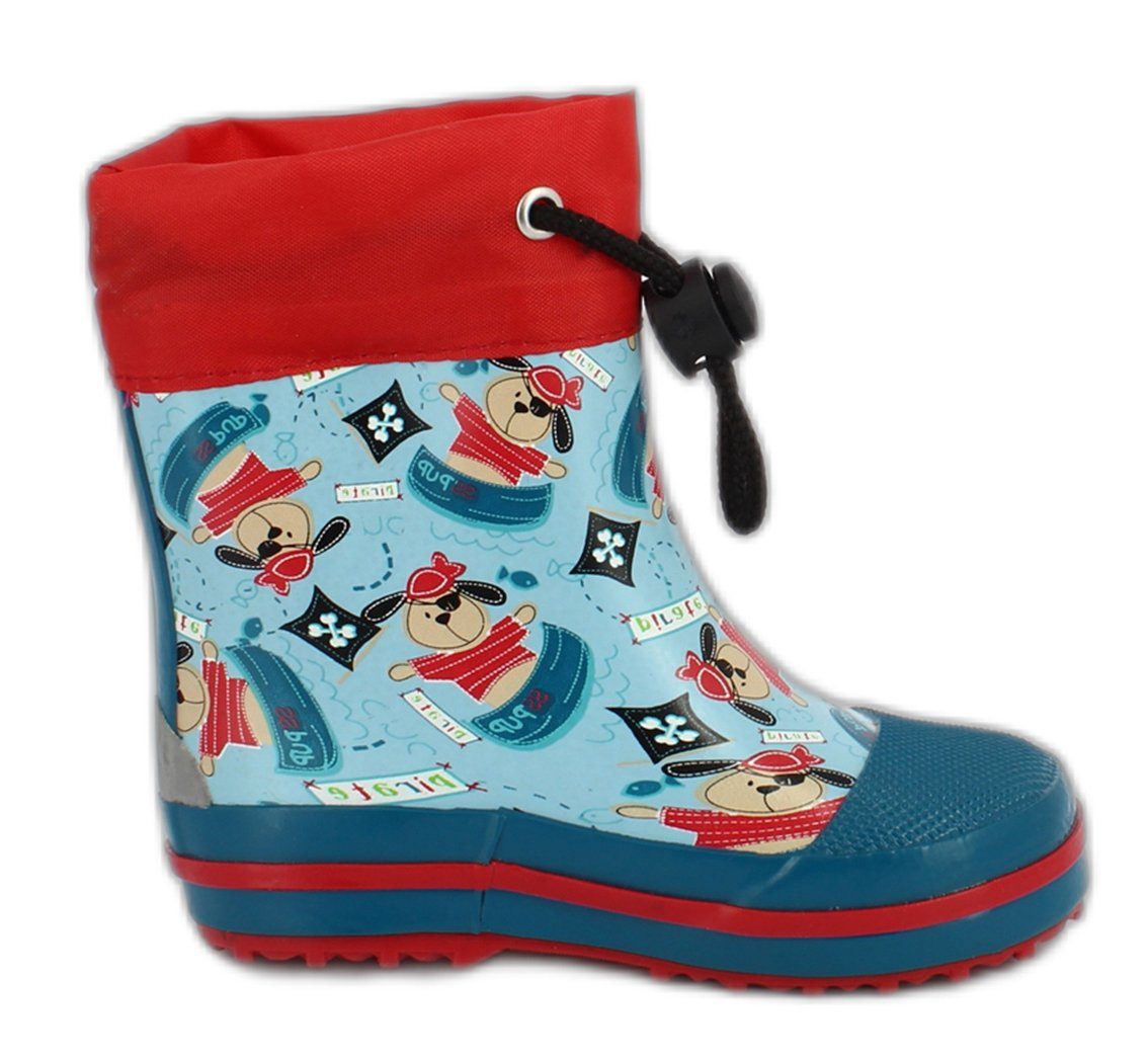 Beck Kleinkinder Gummistiefel Piraten Gummistiefel (wasserdicht, für trockene Füße bei Regen- und Matschwetter) flexible Laufsohle, weicher Naturkautschuk, herausnehmbare Innensohle