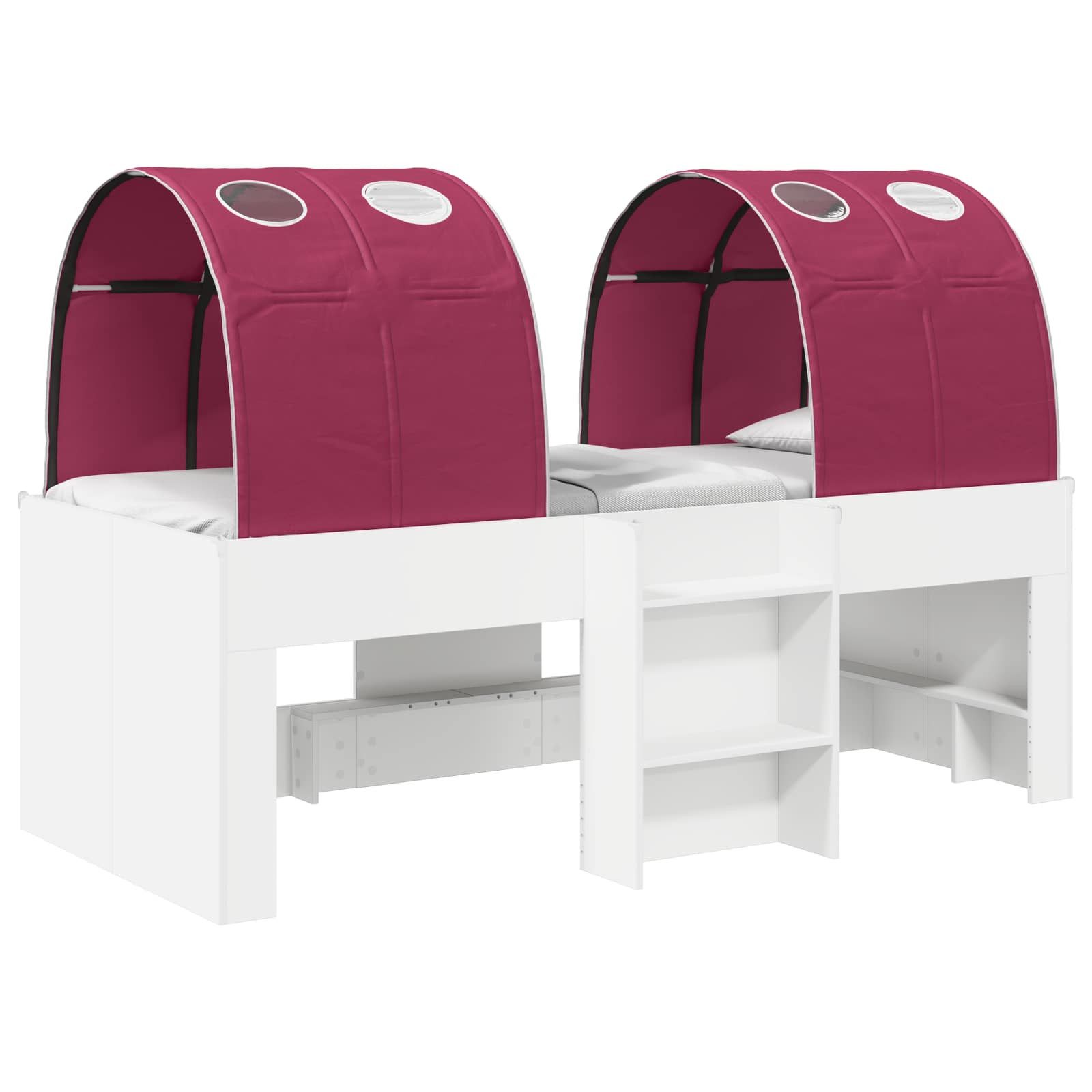vidaXL Bett Hochbett für Kinder mit Tunnel 3 stk. Weiß und Rot (3-tlg)