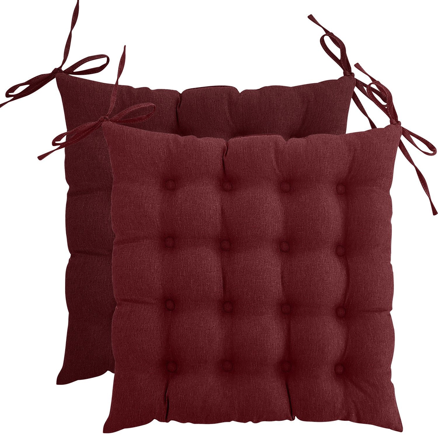 wometo Stuhlkissen Prime 40x40 2er Set, OEKO-TEX®, Sitzkissen mit Steppung & Bändern