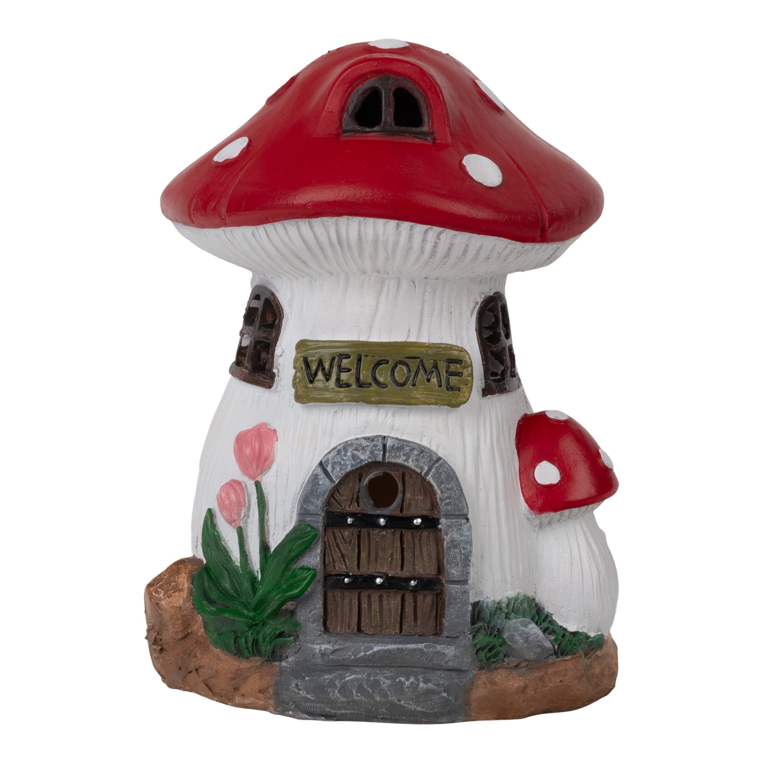 näve LED Solarleuchte Mushroom, LED fest integriert, Warmweiß, Pilzhaus bunt, LED warmweiß, inkl. Druckschalter, H: 17,3cm, L/B: 13cm