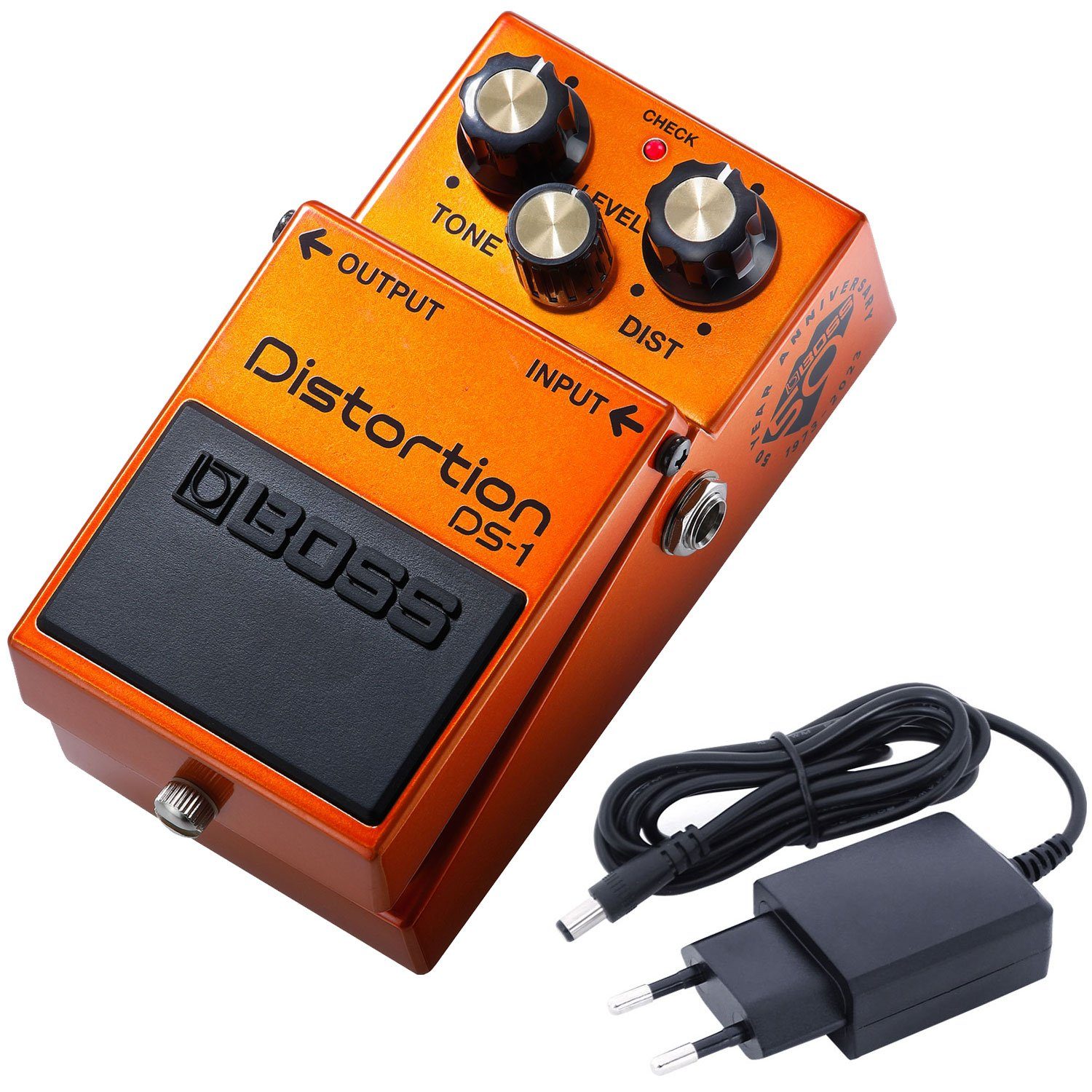 Boss by Roland E-Gitarre DS-1 Distortion Effektgerät Anniversary Edition, Kreativ-Bundle, mit Netzteil