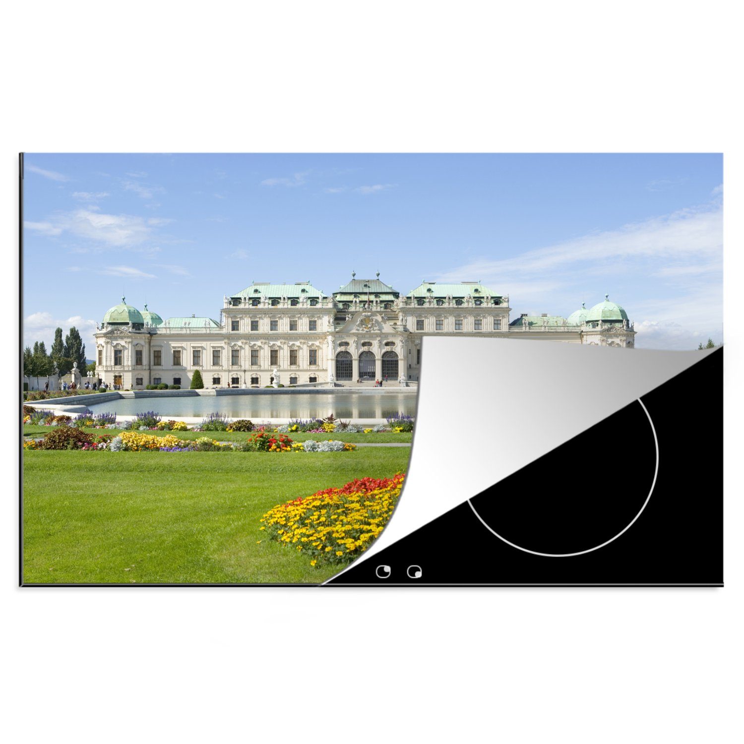 MuchoWow Herdblende-/Abdeckplatte Wien - Österreich - Schloss, Vinyl, (1 tlg), 81x52 cm, Induktionskochfeld Schutz für die küche, Ceranfeldabdeckung