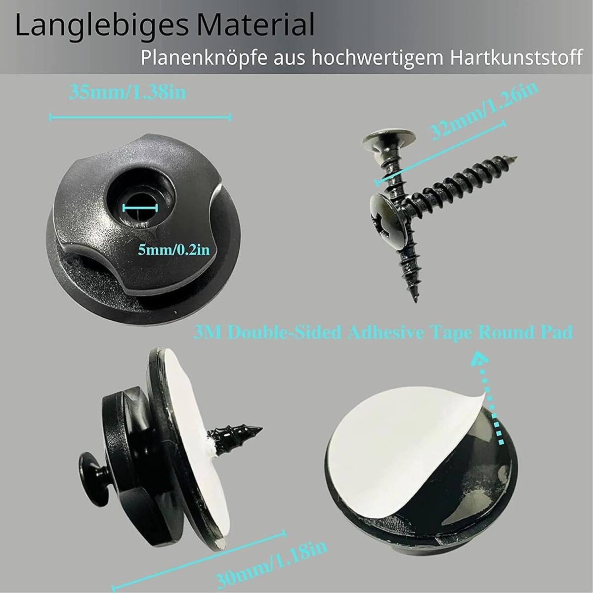 FELIXLEO Anhänger Anhänger Zubehör Planenbefestigung mit Schrauben Planenknöpfe, 20-tlg.