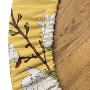 Abakuhaus Tischdecke Rundum-elastische Stofftischdecke, Blumen Retro Magnolia Zweig Kunst