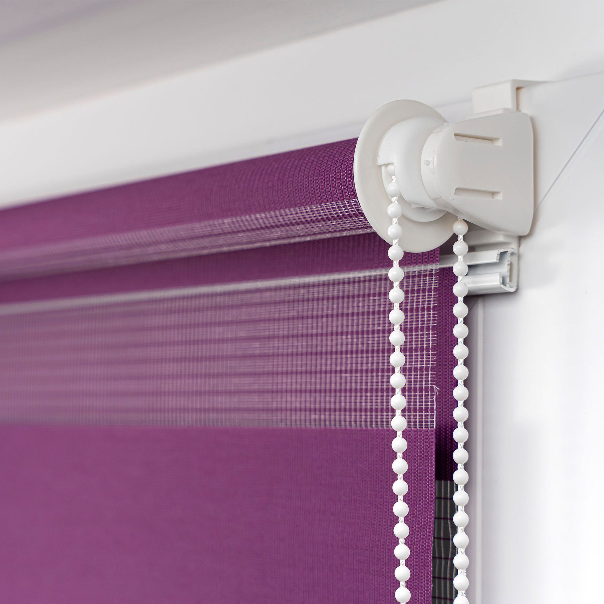 Doppelrollo Klemmfix Doppelrollo / Duo Rollo, 45 x 150 cm, aubergine, Victoria M., blickdicht, ohne Bohren, freihängend, Klemmfix